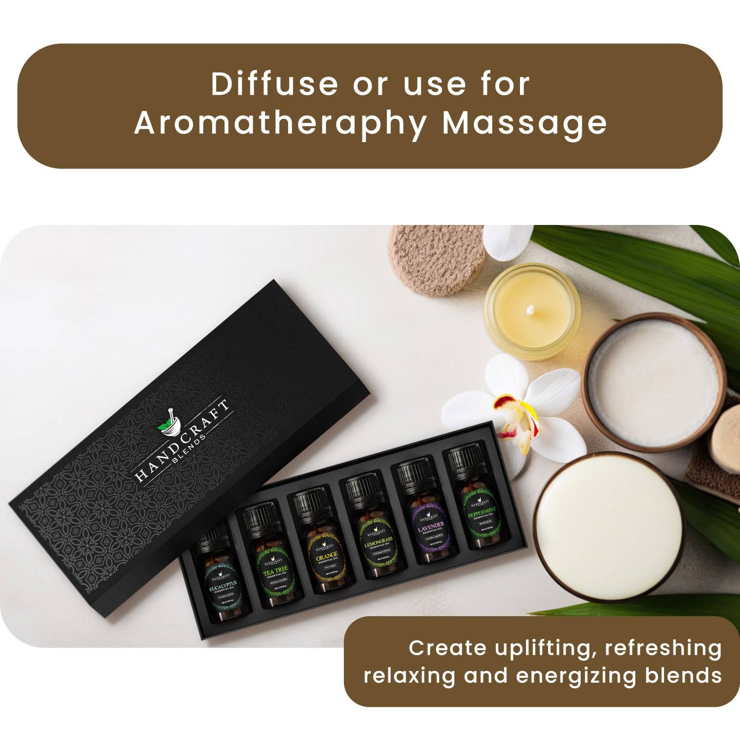 Handcraft Essential Oils Set – Top 6 Essential Oil Diffuser Oils for Home, Candle Making, Aromatherapy Oils Handcraft Blends