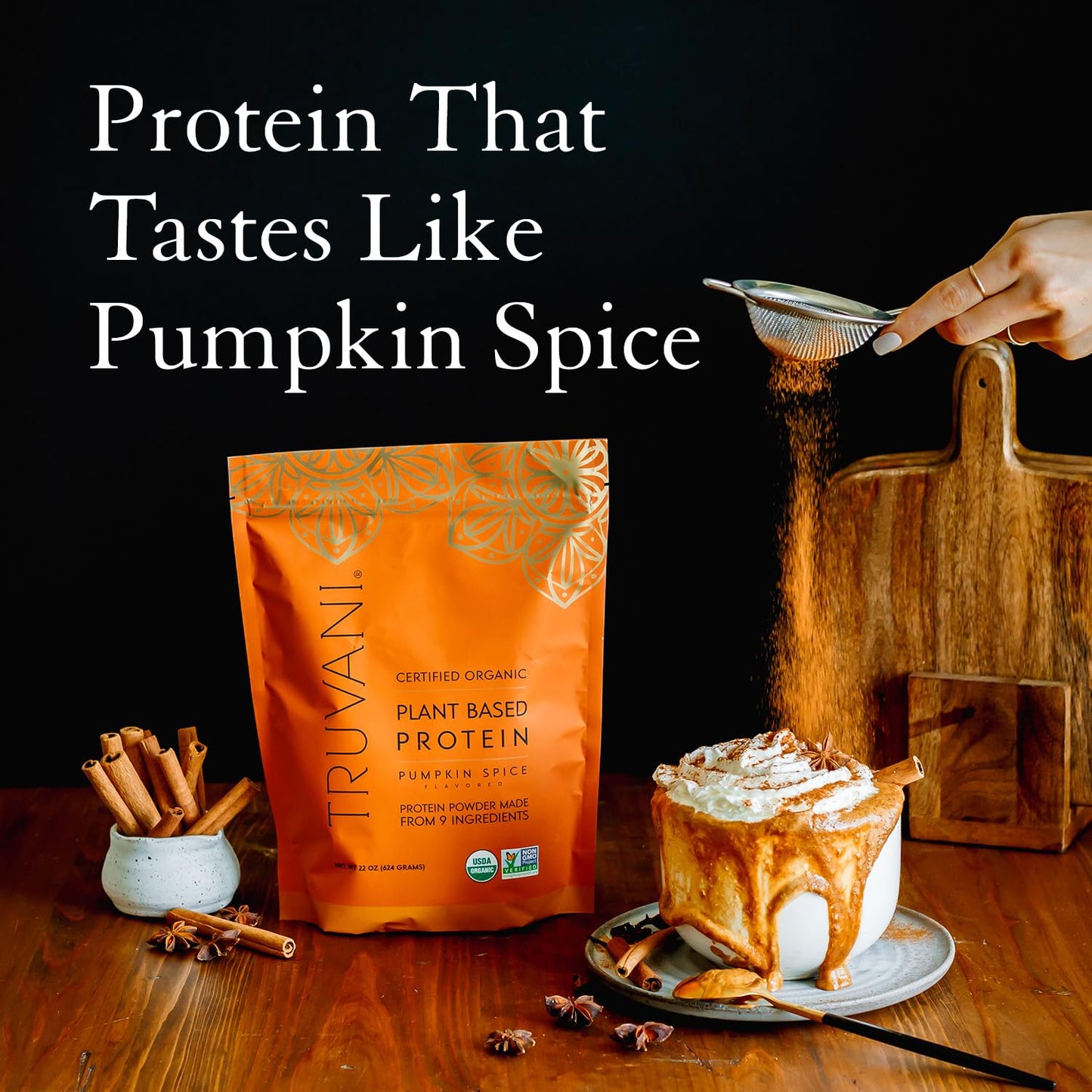 Truvani Organic Vegan Protein Powder Pumpkin Spice - 20g of Plant Based Protein