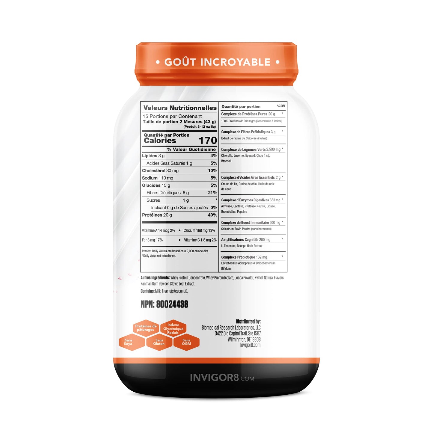INVIGOR8 Superfood Shake (Chocolate Brownie) with Immunity Boosters - Gluten
