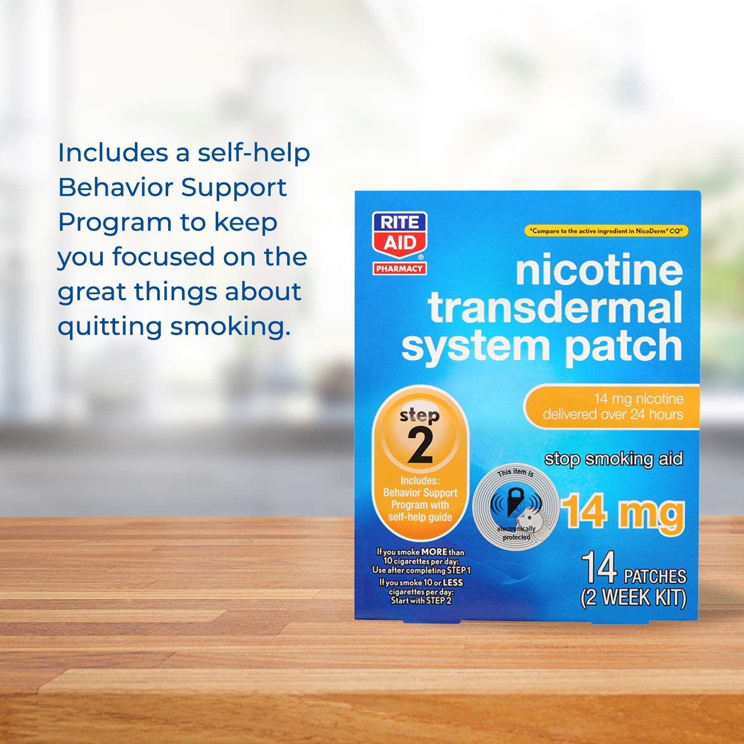 Rite Aid Nicotine Transdermal System Patch, Step 2, 14mg - 14 ct, Nicotine Rite Aid