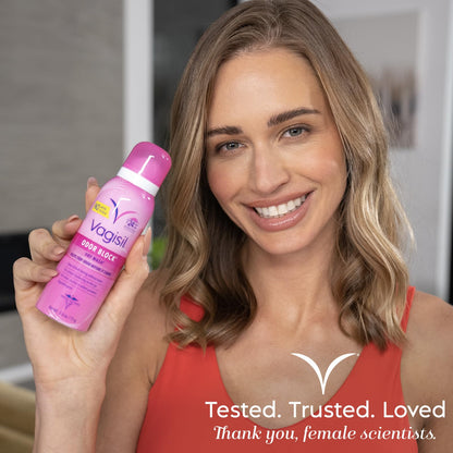 Vagisil Odor Block Dry Wash Spray for Feminine Hygiene, Gynecologist Tested, Hypoallergenic, 2.6 Ounces