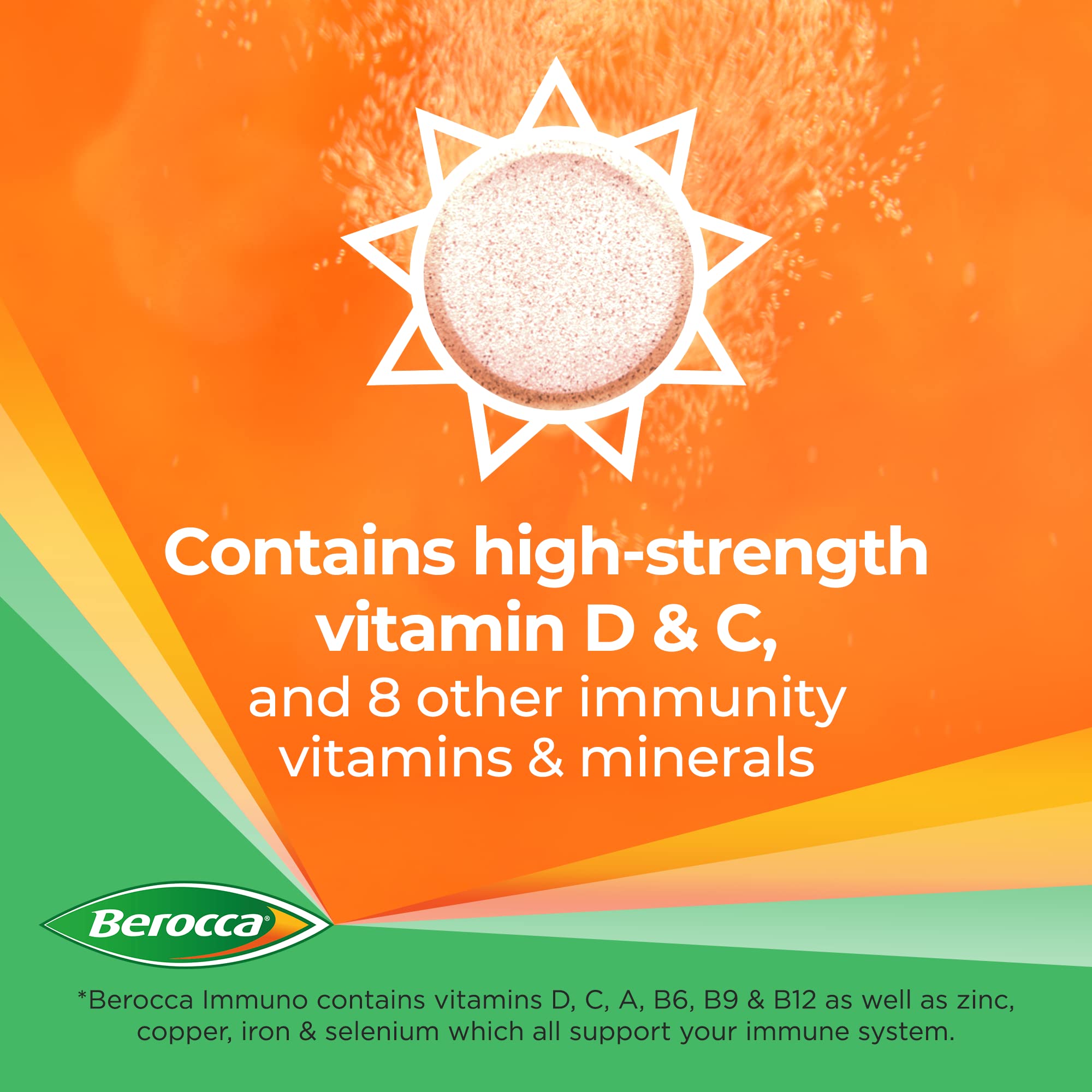 Berocca Immuno Effervescent Tablets, 11 Vitamins and Minerals, Including Vitamins D, C Berocca