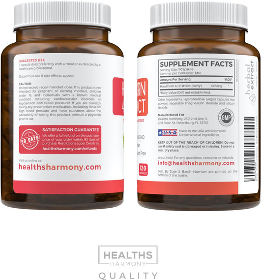 Hawthorn Berry Capsules - 4 Month Supply Digestion & Heart Health Supplement