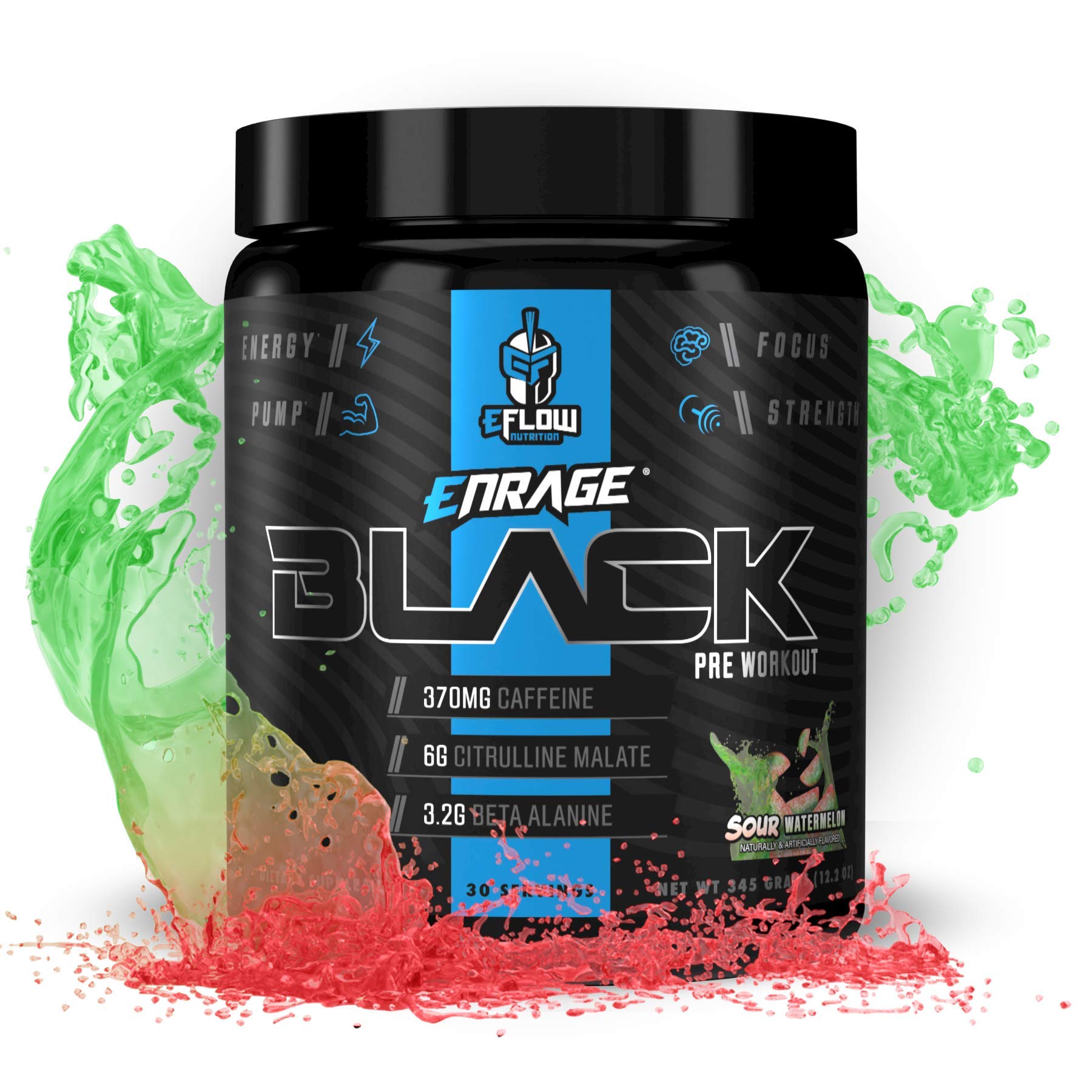 eFlow Nutrition Enrage Black High Stimulant Pre Workout Supplement - Preworkout Powder