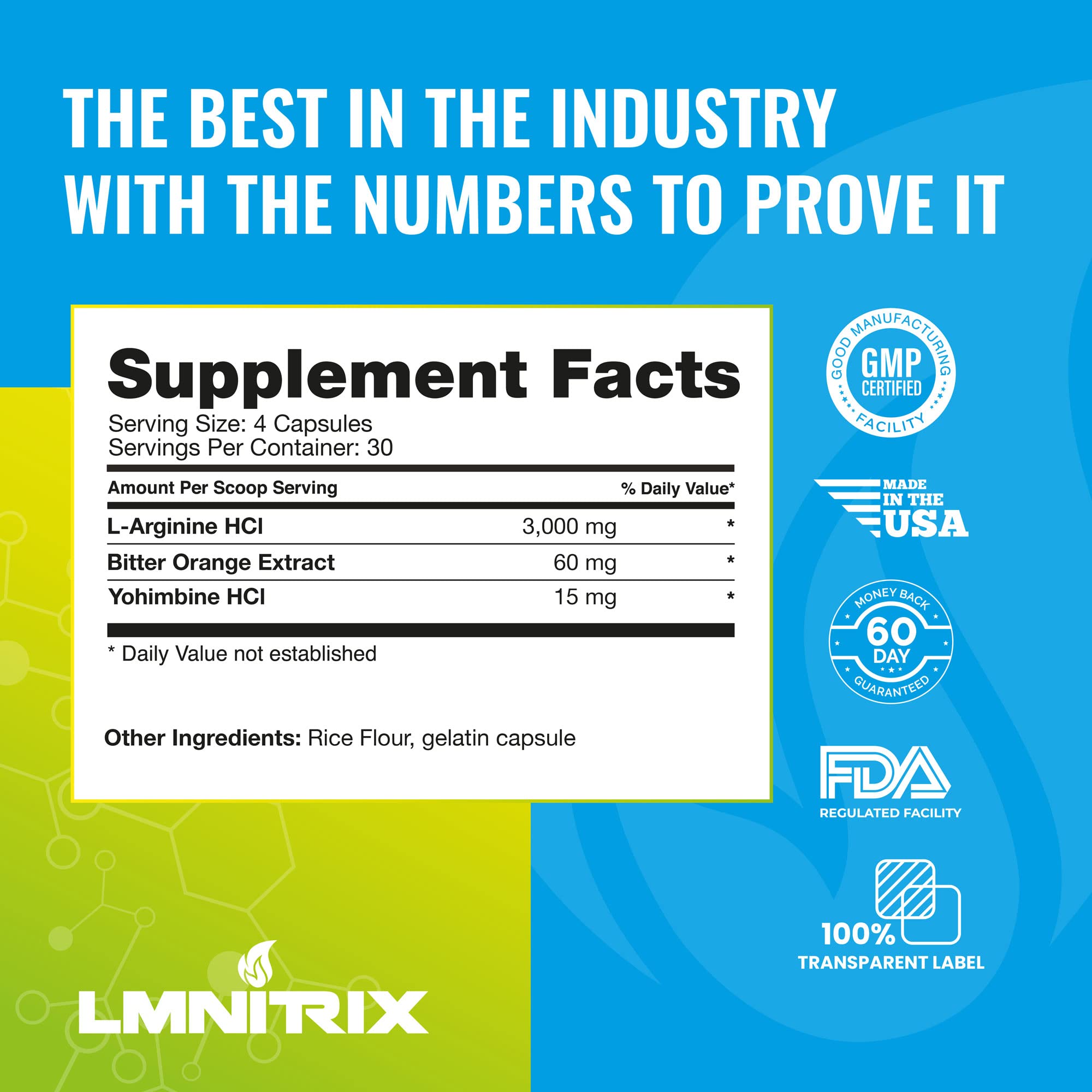 LMNITRIX VEINZ OG ✮ Nitric Oxide Booster Pills with Yohimbe ✮ Pump Supplement ✮ N.O. Mens Pump Supplement ✮120 Capsules