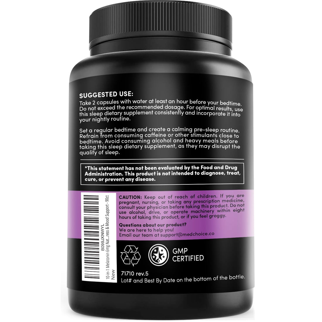 10-in-1 Melatonin Capsules - Melatonin 5mg Natural Sleep Aid for Adults