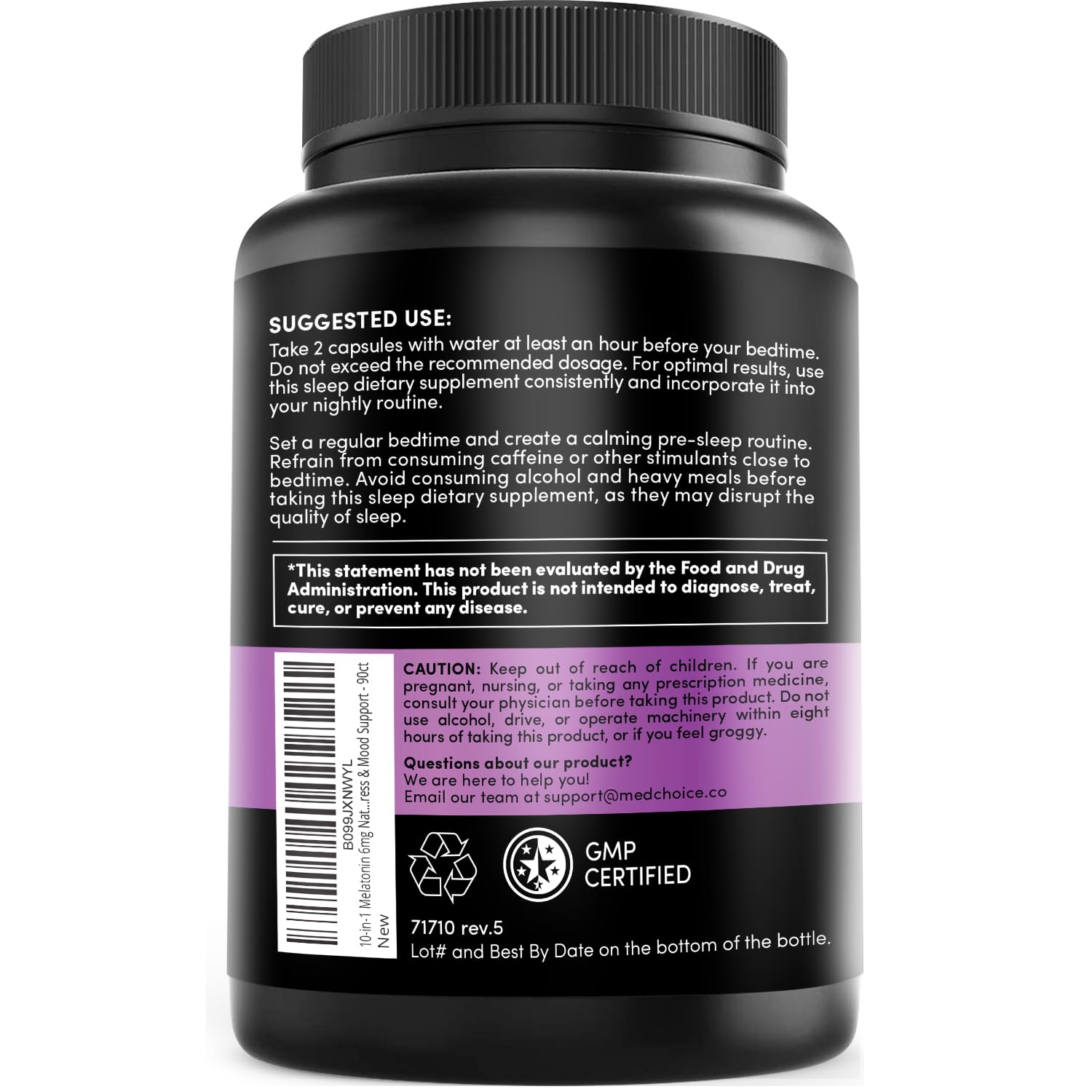 10-in-1 Melatonin Capsules - Melatonin 5mg Natural Sleep Aid for Adults