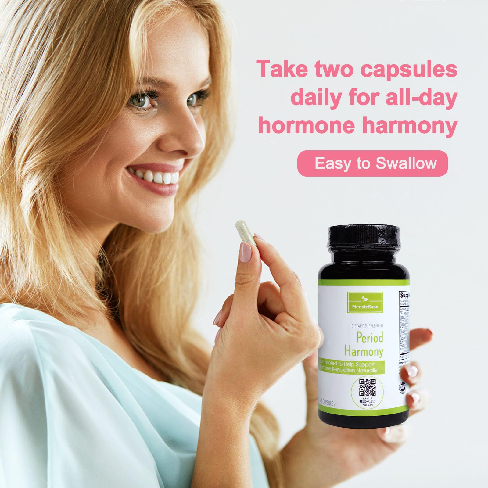 MenstrEaze PMS Relief & Hormone Balance for Women, with Black Cohosh, Vitex, Wild Yam MenstrEaze