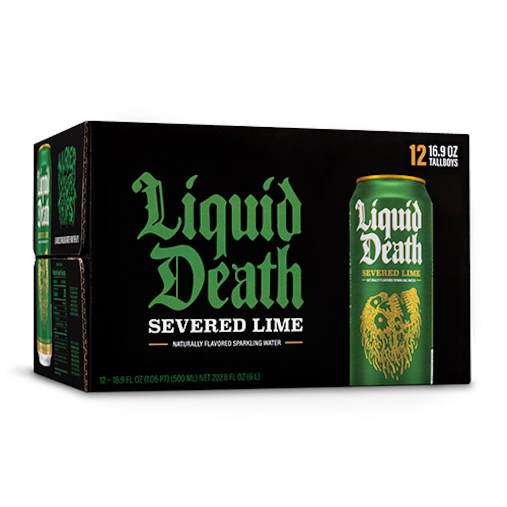 Liquid Death Flavored Sparkling Water with Agave, Severed Lime, 16.9 oz Tallboys (12-Pack)