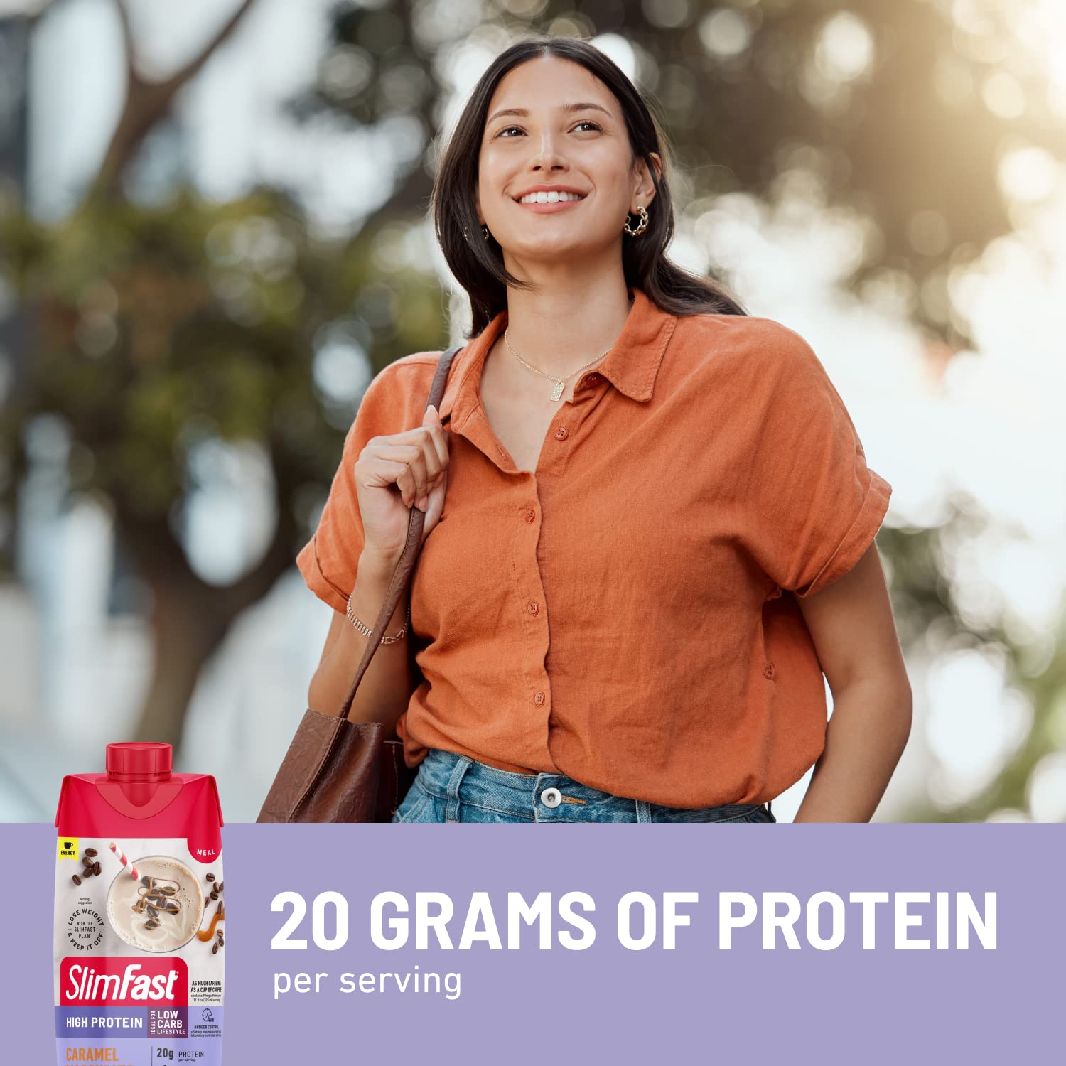 SlimFast Protein Shake with Caffeine, Caramel Macchiato- 20g Protein