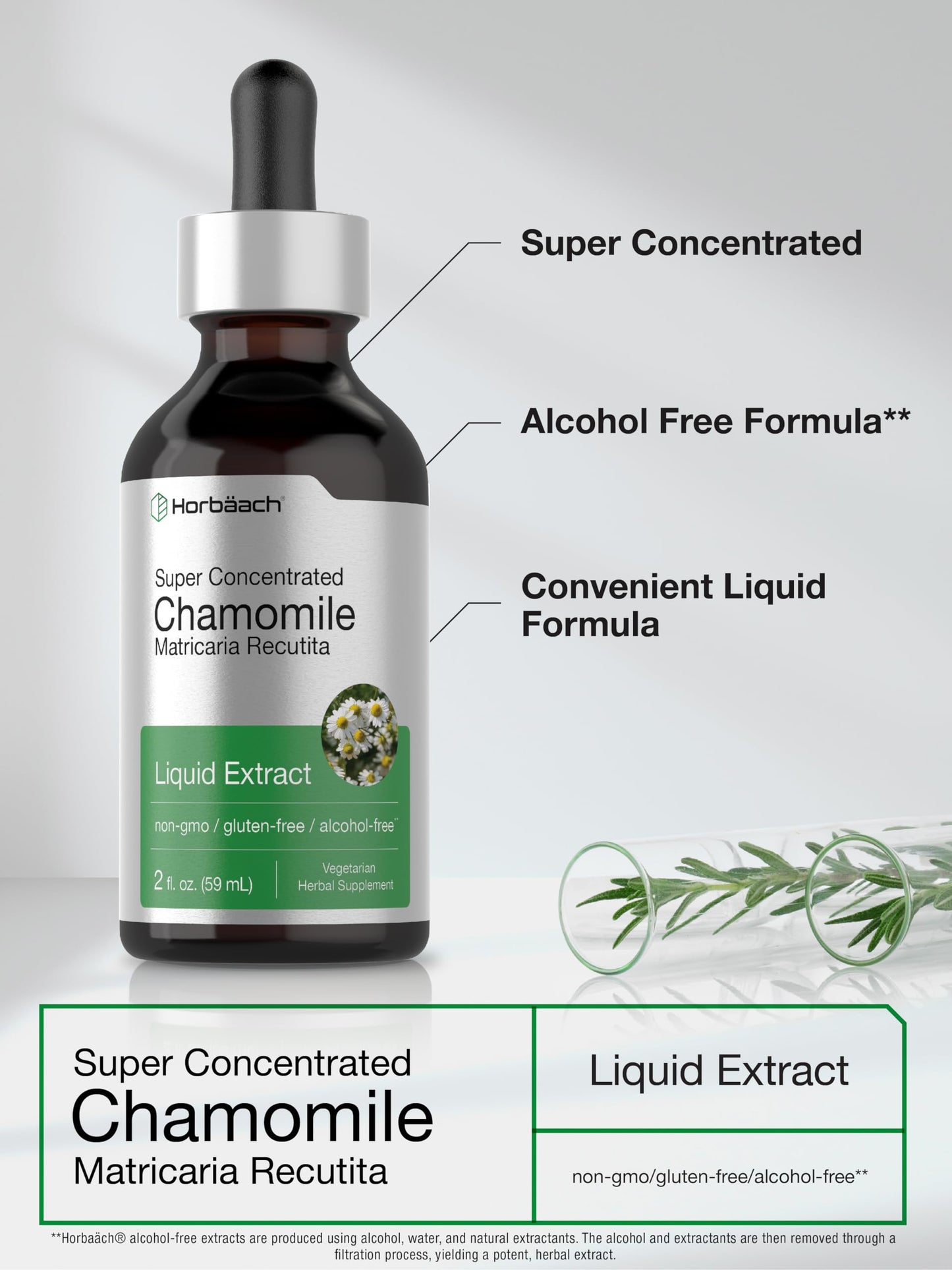 Chamomile Extract Liquid | 2 fl oz | Alcohol Free Supplement | Vegetarian, Non-GMO