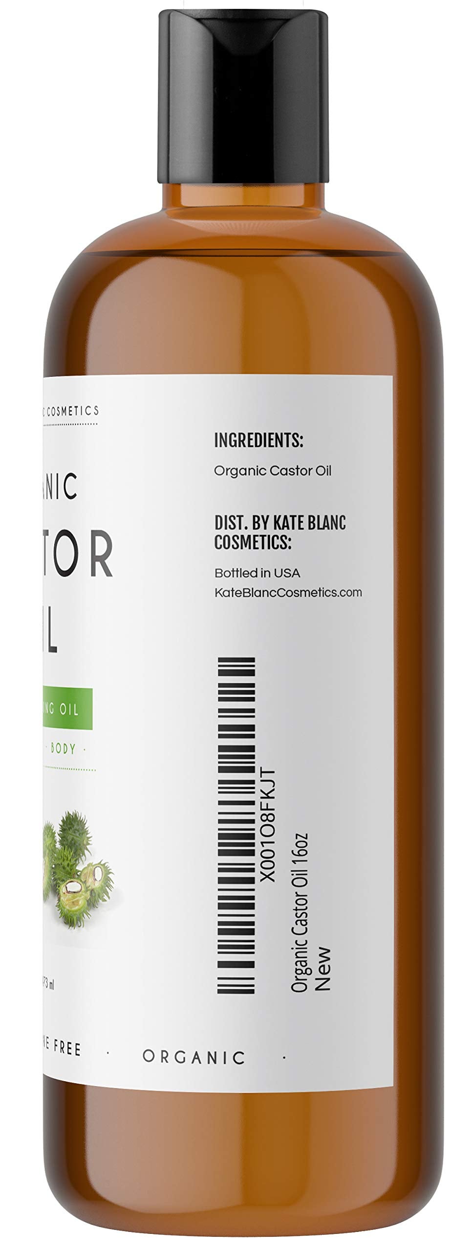 Kate Blanc Cosmetics Castor Oil 16oz - USDA Certified Organic. Cold-Pressed, 100% Pure Kate Blanc Cosmetics