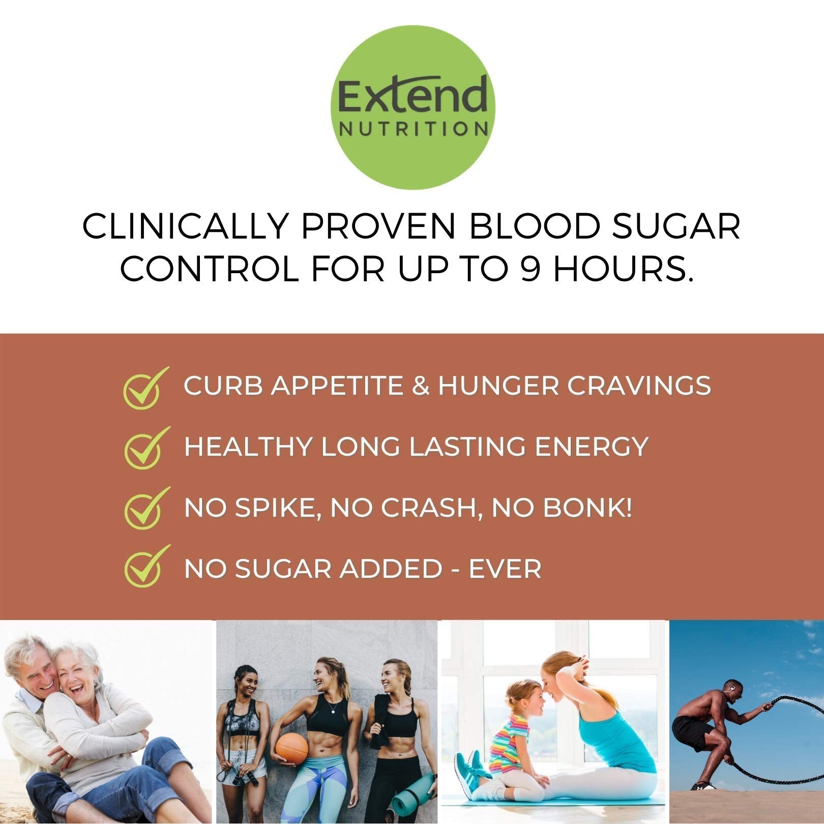 Extend Nutrition Diabetic Snacks for Sugar Control, Low Carb, Low Sugar, Low Calorie Snacks Extend Bar