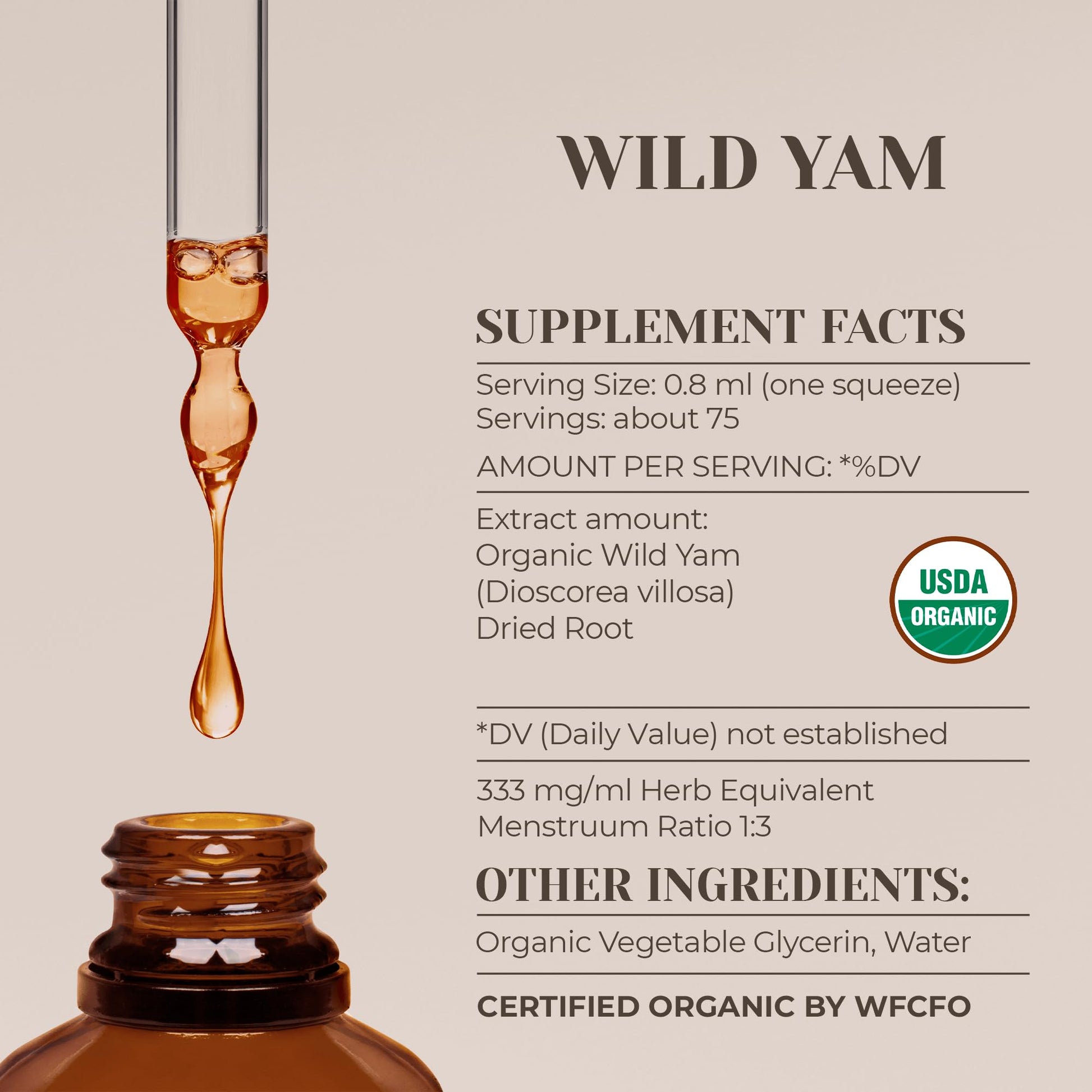 Wild Yam USDA Organic Alcohol-Free Extract | Dietary Supplement, High-Potency Tincture Garden Organics