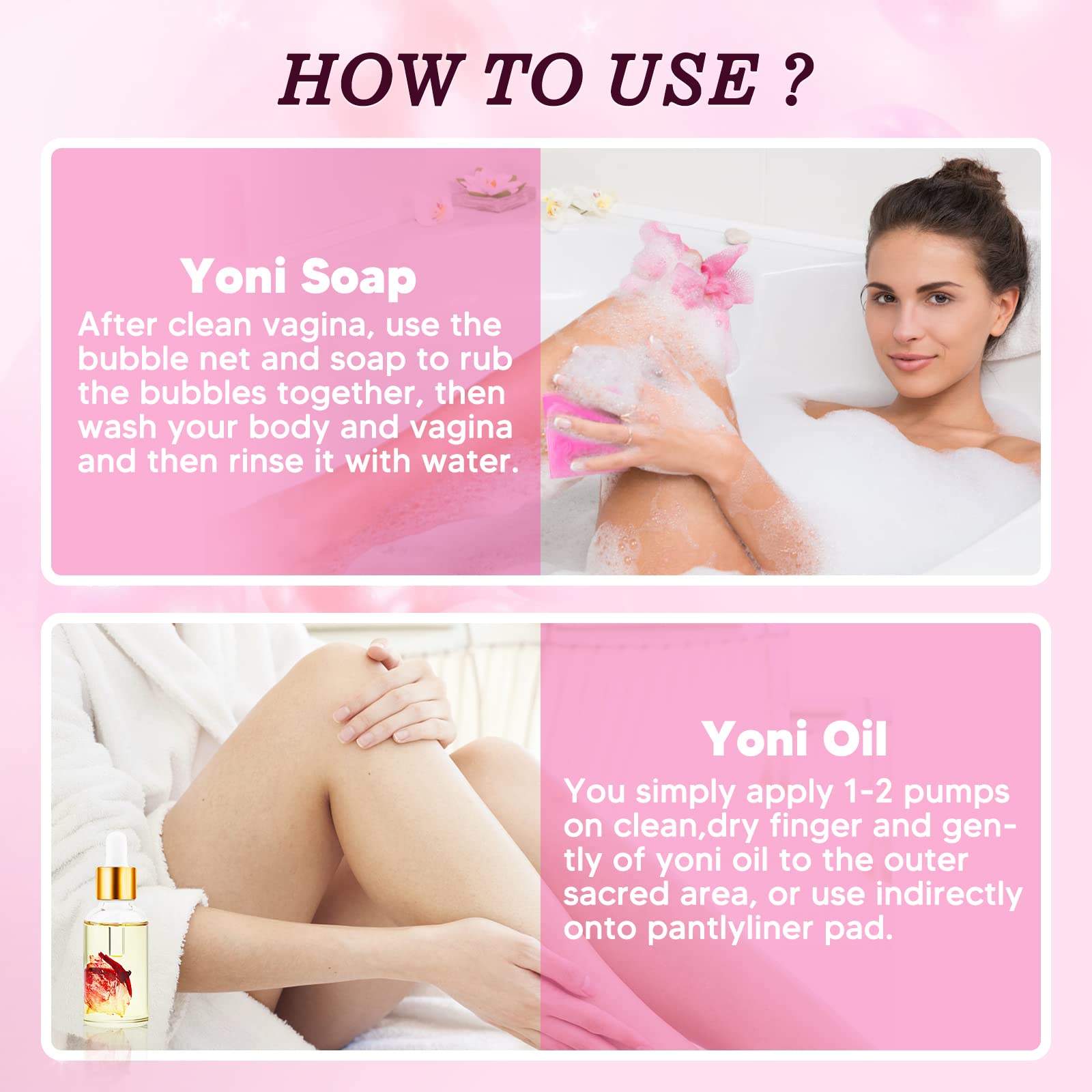Feminine Wash & Yoni Oil & Yoni Soap Set for Women, Yoni Wash for Vaginal Ph Balance Remove Odor BASSI