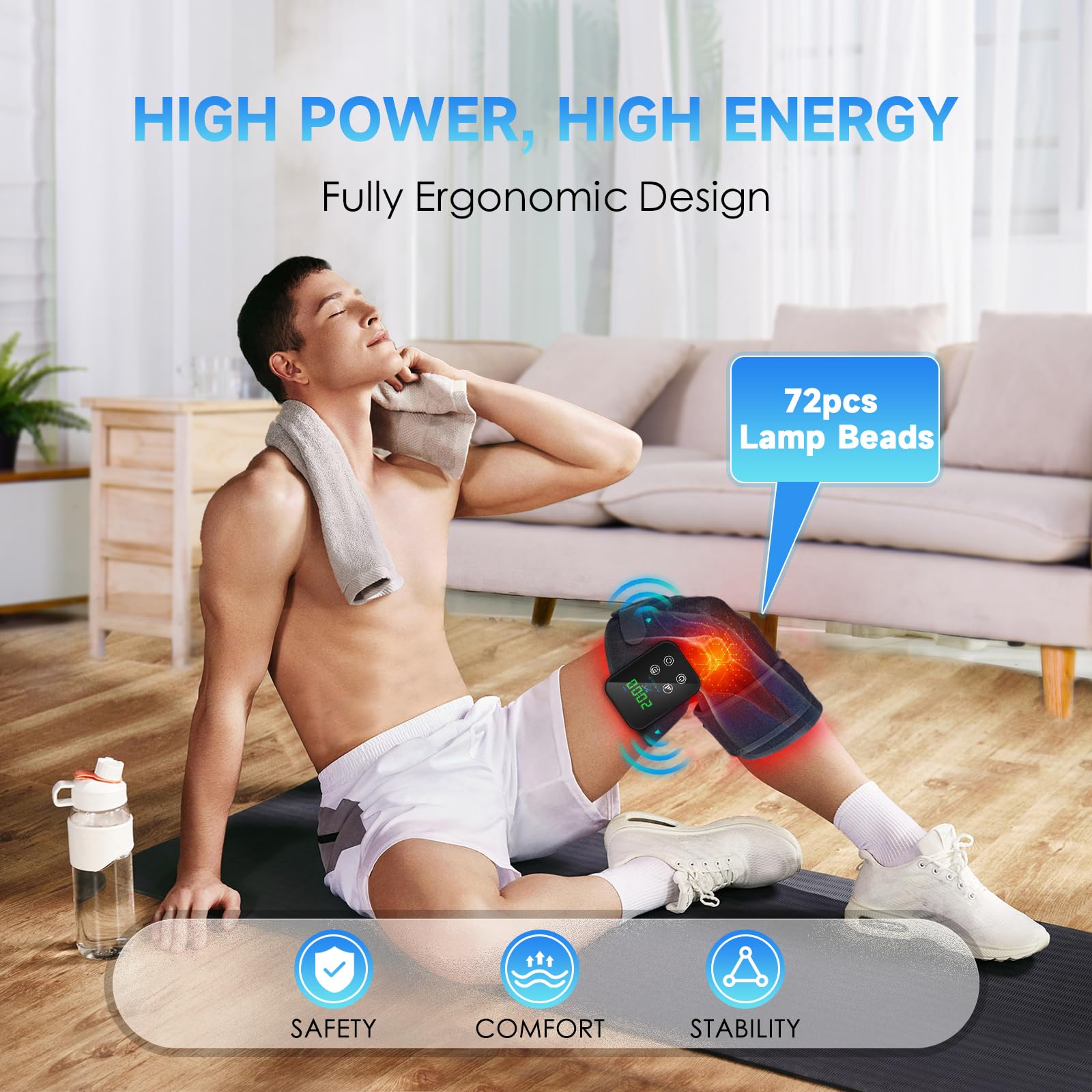 Red Light Therapy Knee Brace: Pain Relief Infrared Heating Pad 72 LED Heat Lamp Pain Relief Astarexin