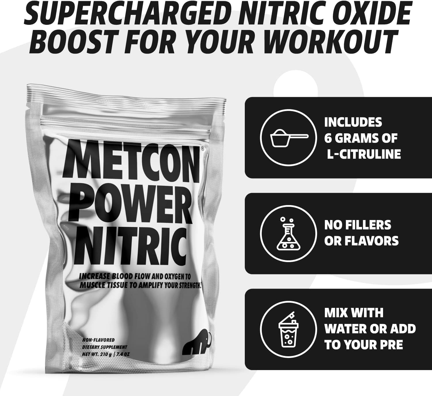 MetCon Power Pre-Pump Nitric Oxide Booster - Pre-Workout Supplement - Increase Blood Flow & Amplify Strength Naturally