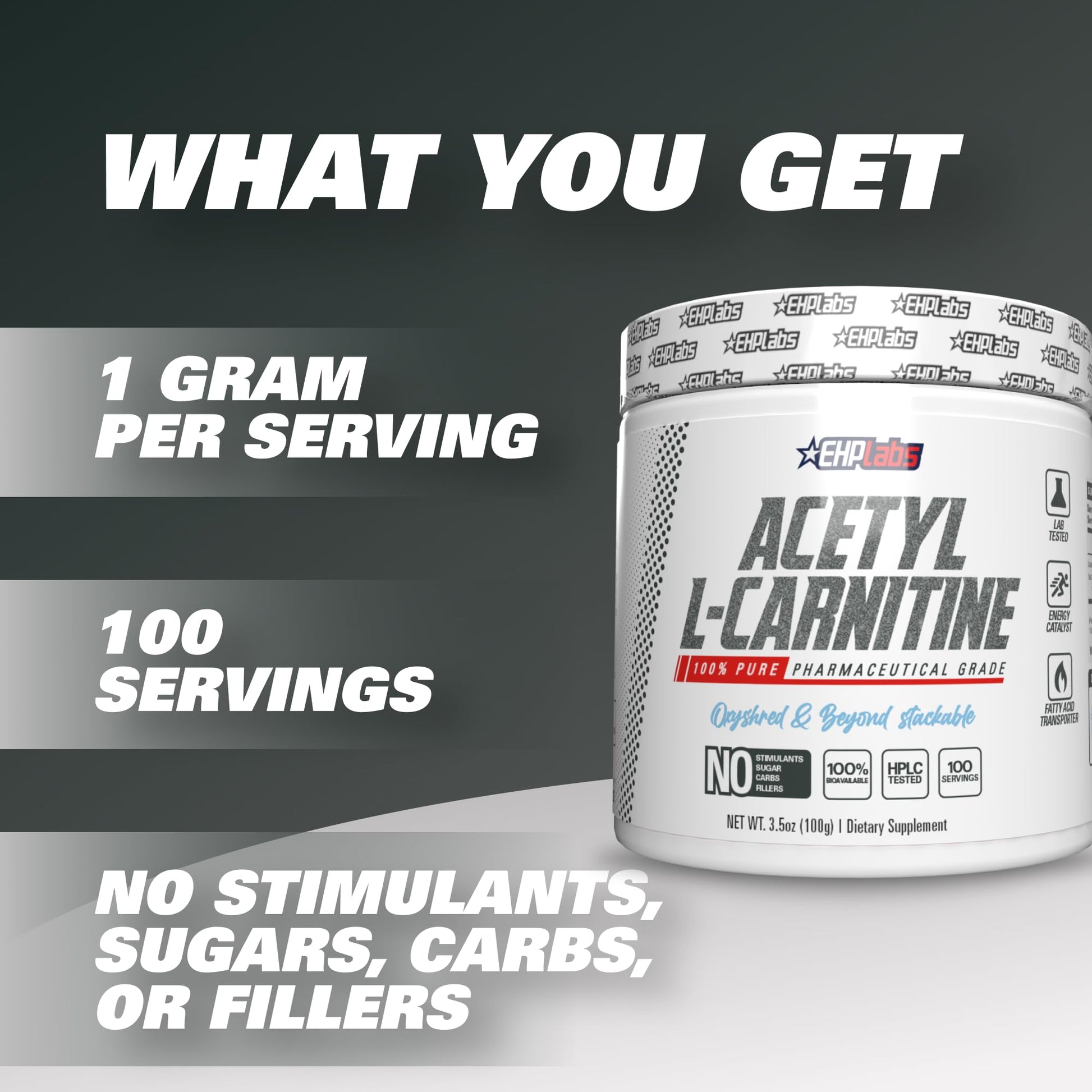 EHP Labs Acetyl L Carnitine Powder, Supports Natural Energy Production, Supports Metabolism EHP Labs