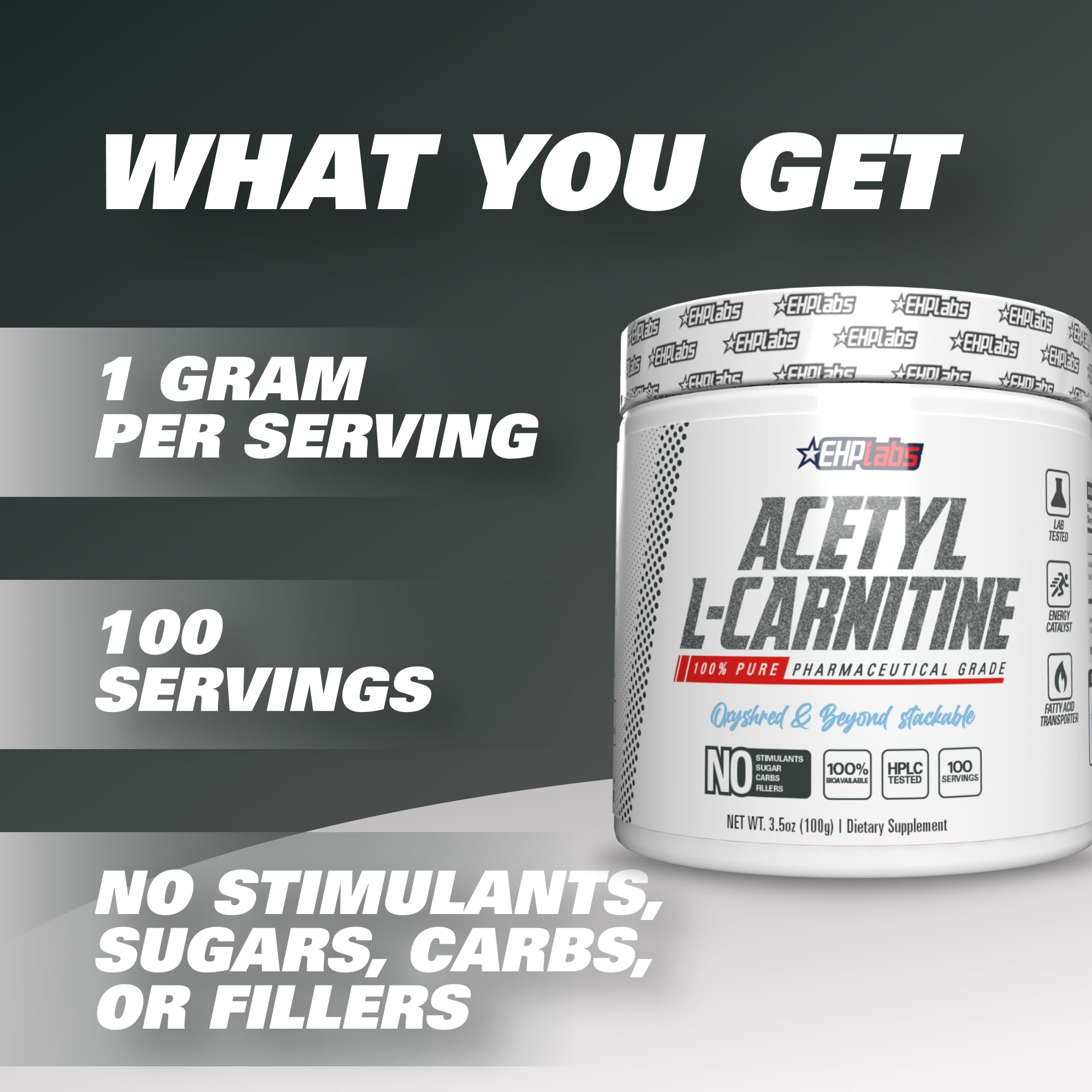 EHP Labs Acetyl L Carnitine Powder, Supports Natural Energy Production, Supports Metabolism EHP Labs