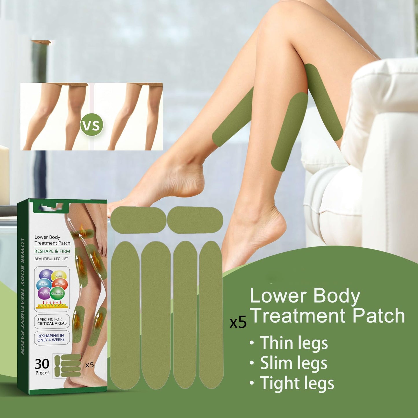Herballegs Cellulite Reduction Patches, 2 Boxes/60PCS HerbalLegs Patches, Herbal Leg Lifting