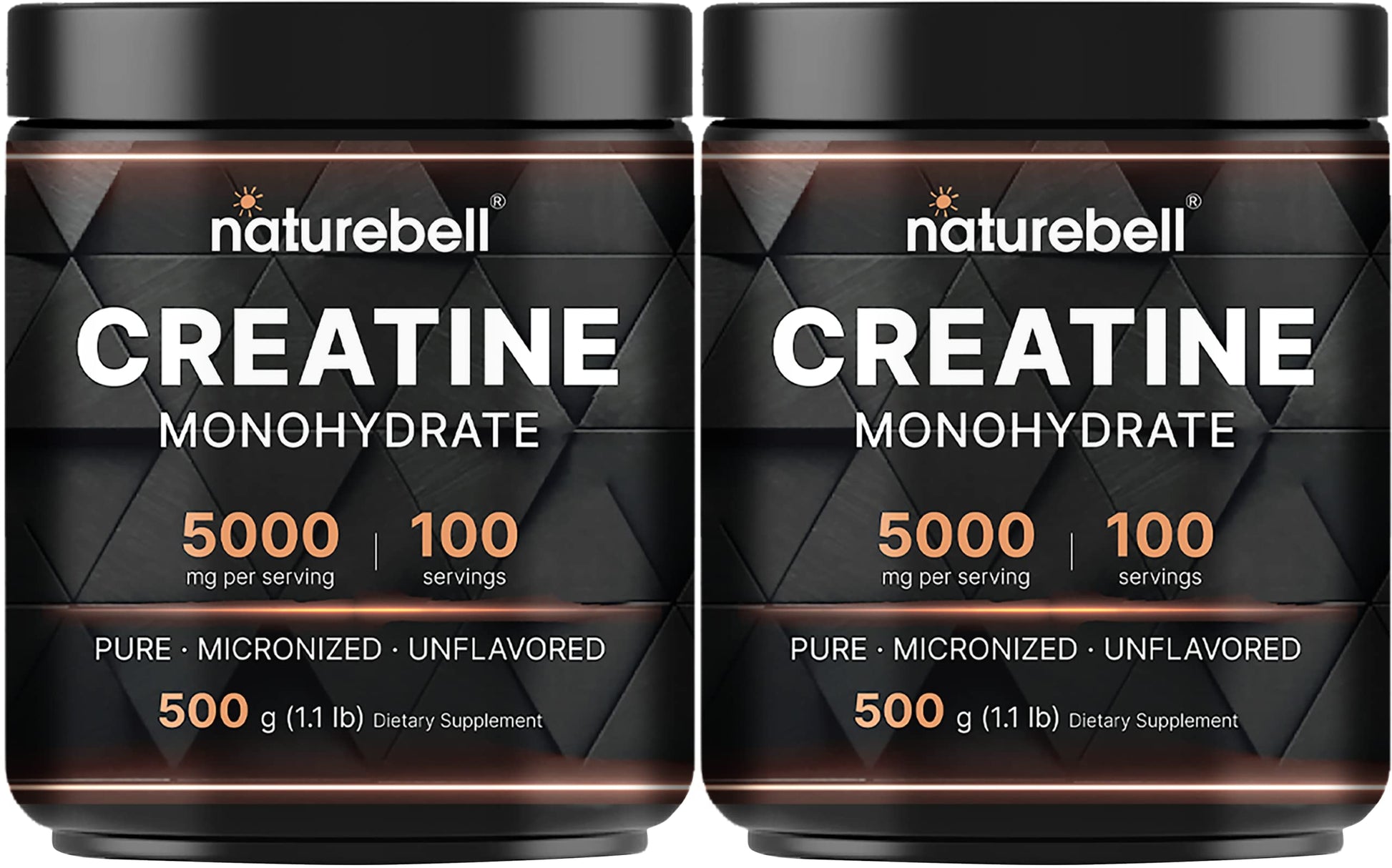 NatureBell 2 Pack Creatine Monohydrate Powder 500 Grams, 5000mg Per Serving