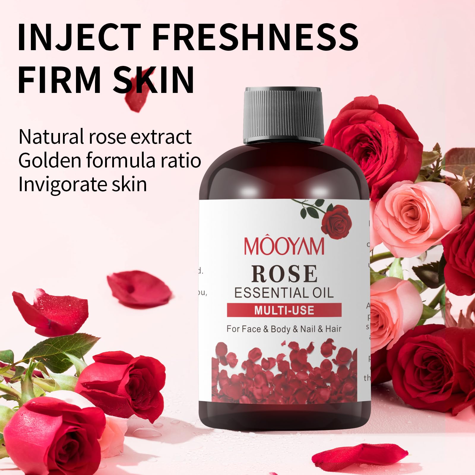 Rose Essential Oil Pure Rose Oil for Face 4OZ/118ML Organic Essential Oils for Diffuser Home Bedroom YAFUSIPE