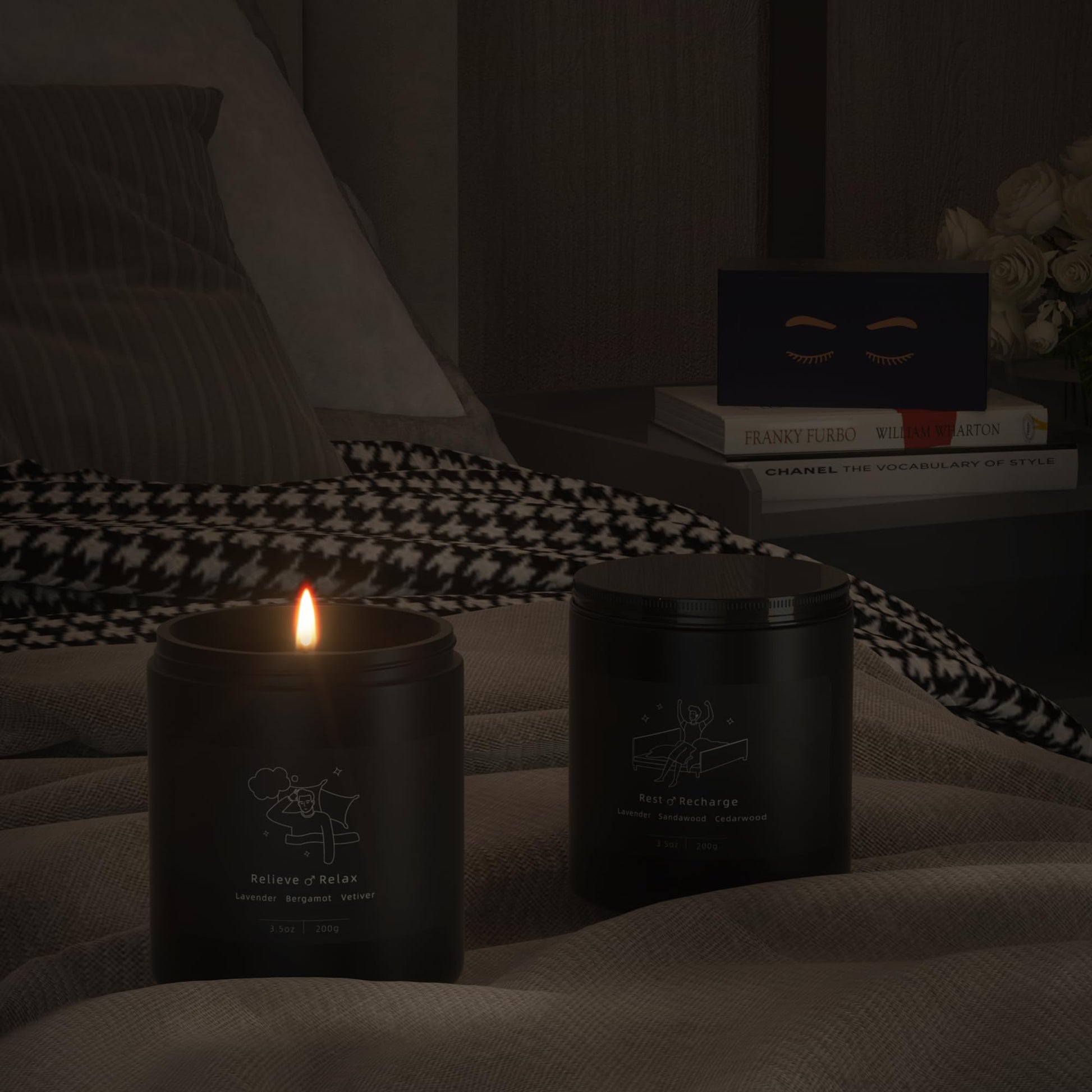 TRINIDa Large Sleep Scented Candles, Black Jar Natural Soy Candles for Home Scented, Candle Gift TRINIDa