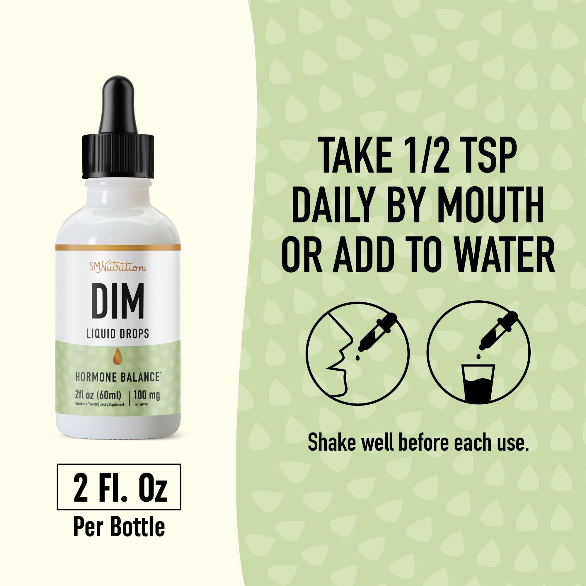 DIM Supplement Liquid Drops 100mg for Estrogen Balance for Women & Men | Hormone Balance SMNutrition