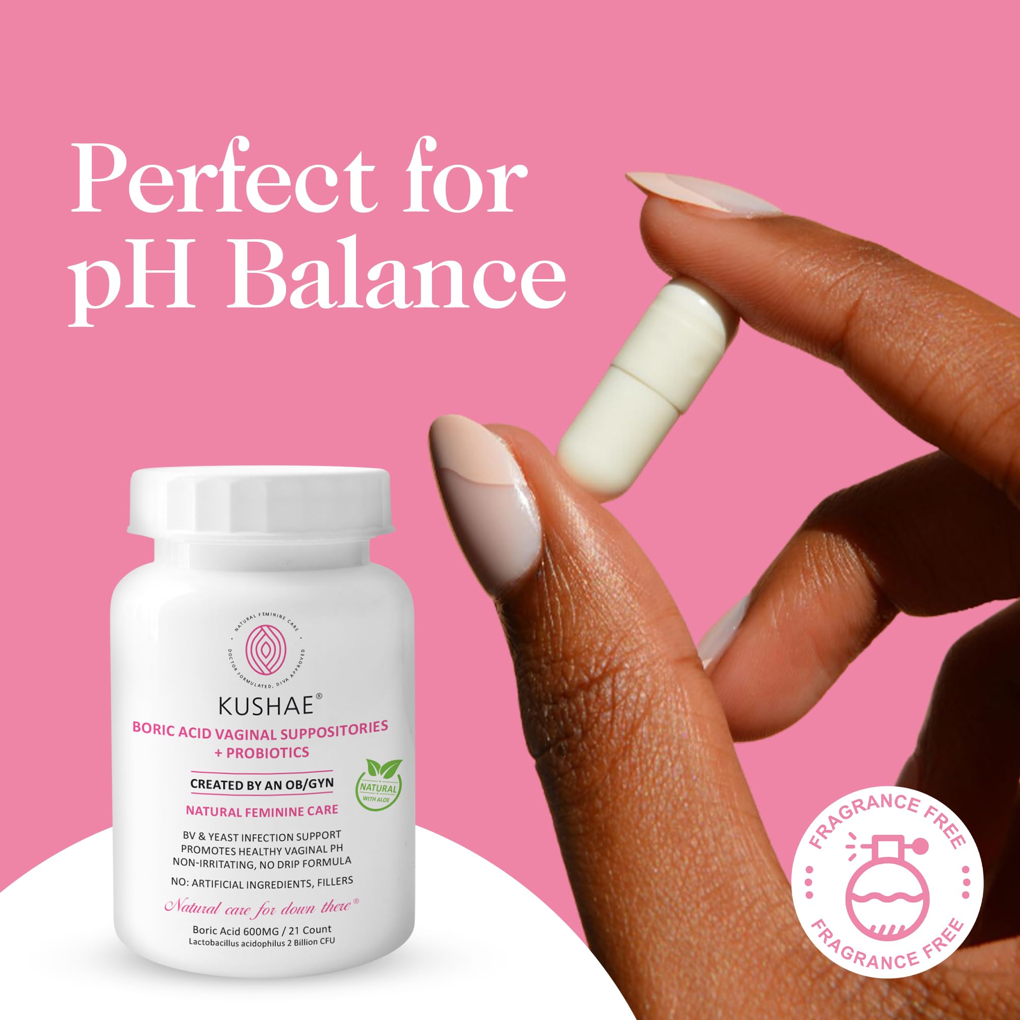 Kushae Boric Acid Suppositories with Applicator, All-Natural Boric Acid Suppositories for Women Kushae