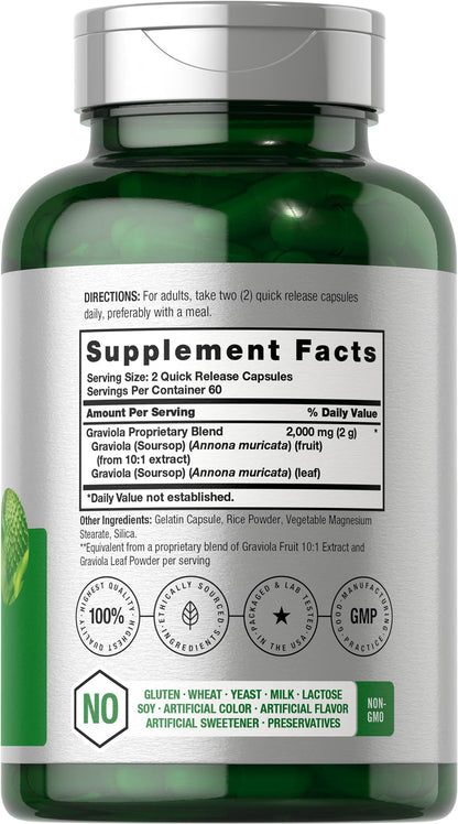 Graviola Extract 2000 mg 120 Capsules With Graviola Proprietary Blend Ingredient