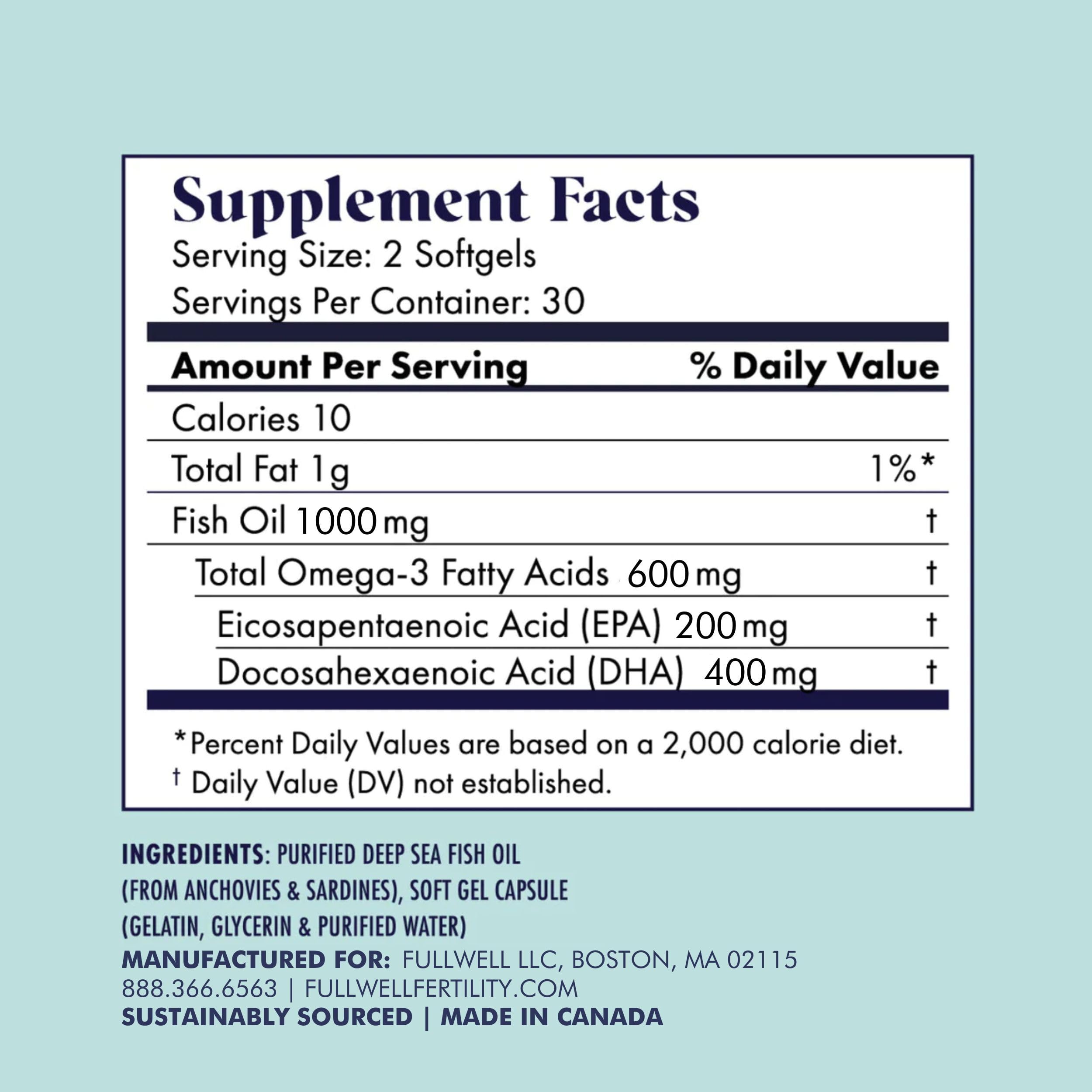 FullWell Prenatal Vitamin + DHA | Omega 3 Fish Oil with DHA & EPA for Brain Development & Nervous FullWell