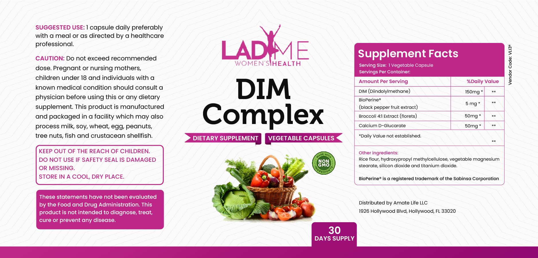 DIM Complex 150mg Hormonal Support Menopause Relief Supplement for Hot Flashes & Hormonal Acne LADYME WOMEN'S HEALTH