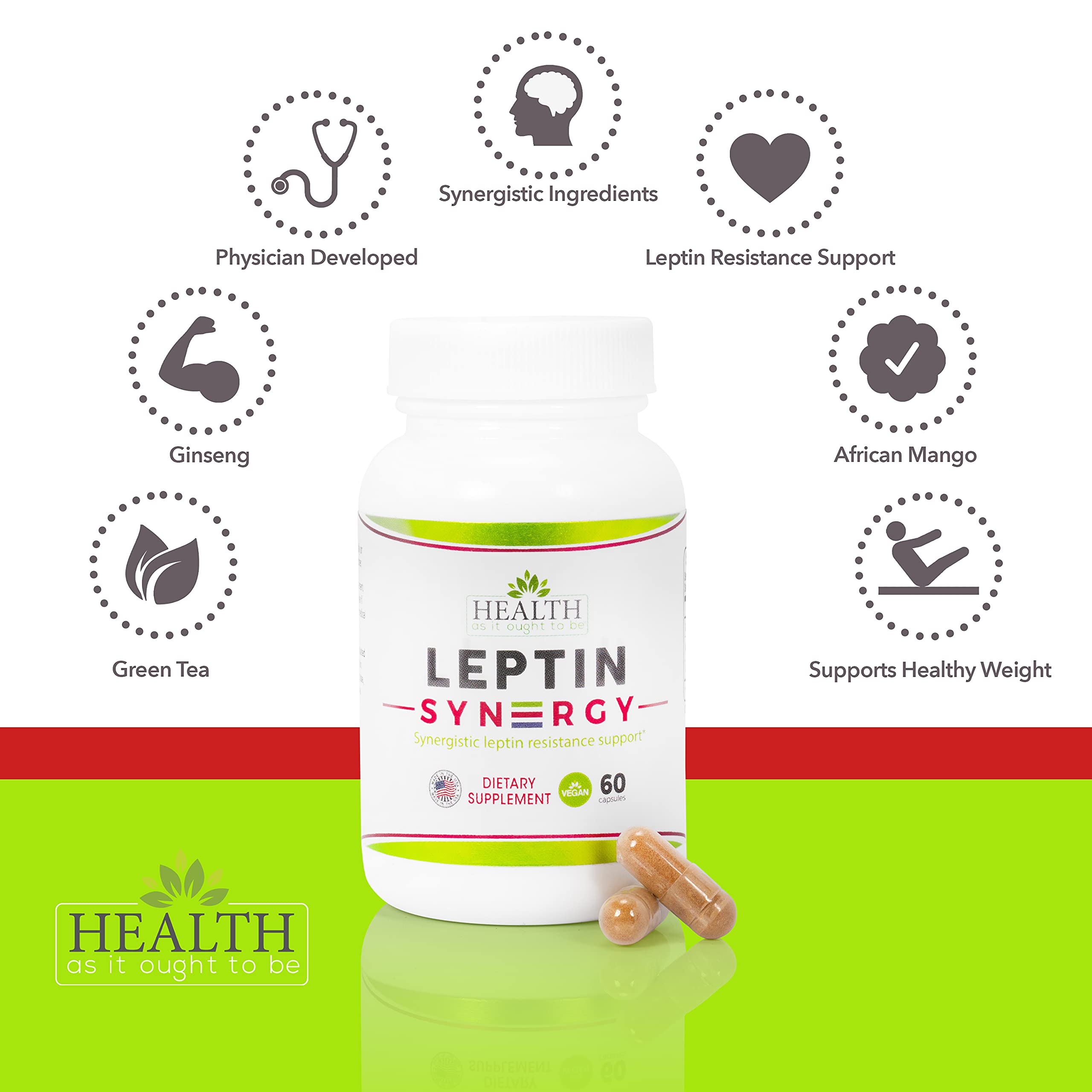 Leptin Syn3rgy (Green Tea, African Mango, Ginseng) - 60 Capsules