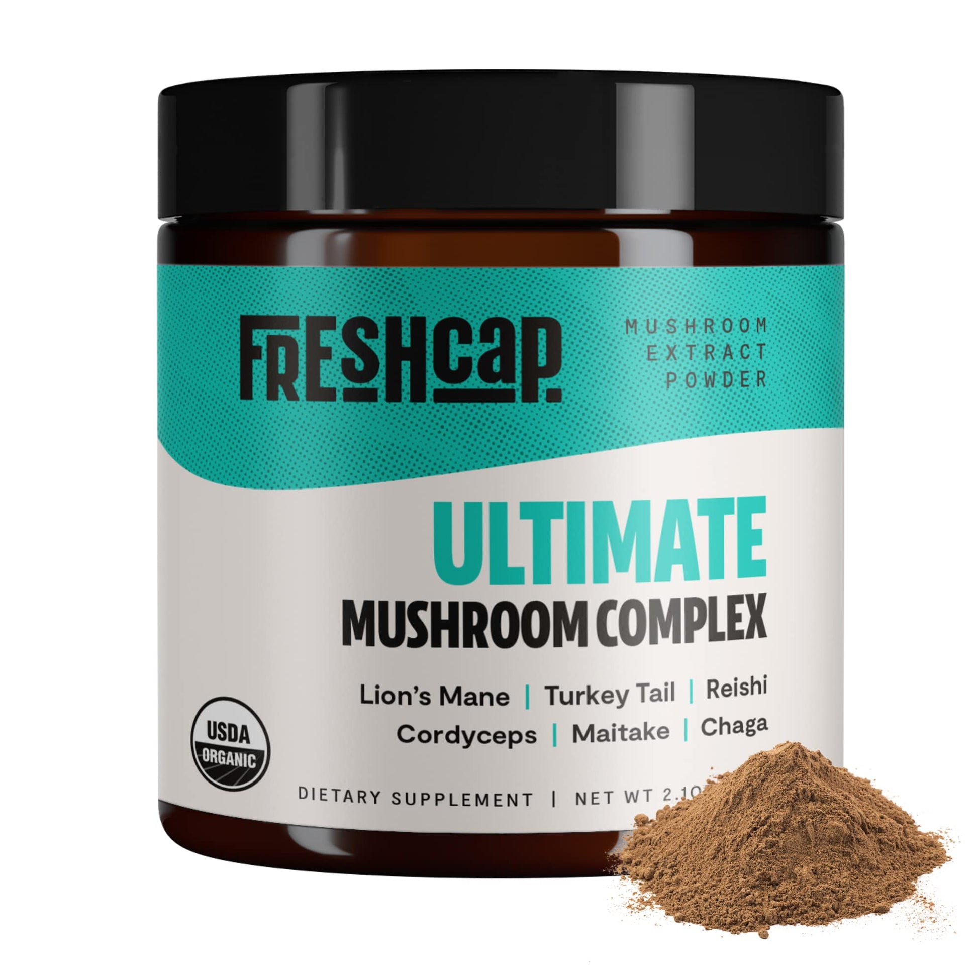 FreshCap Ultimate Mushroom Complex Powder - Lions Mane, Reishi, Cordyceps, Chaga