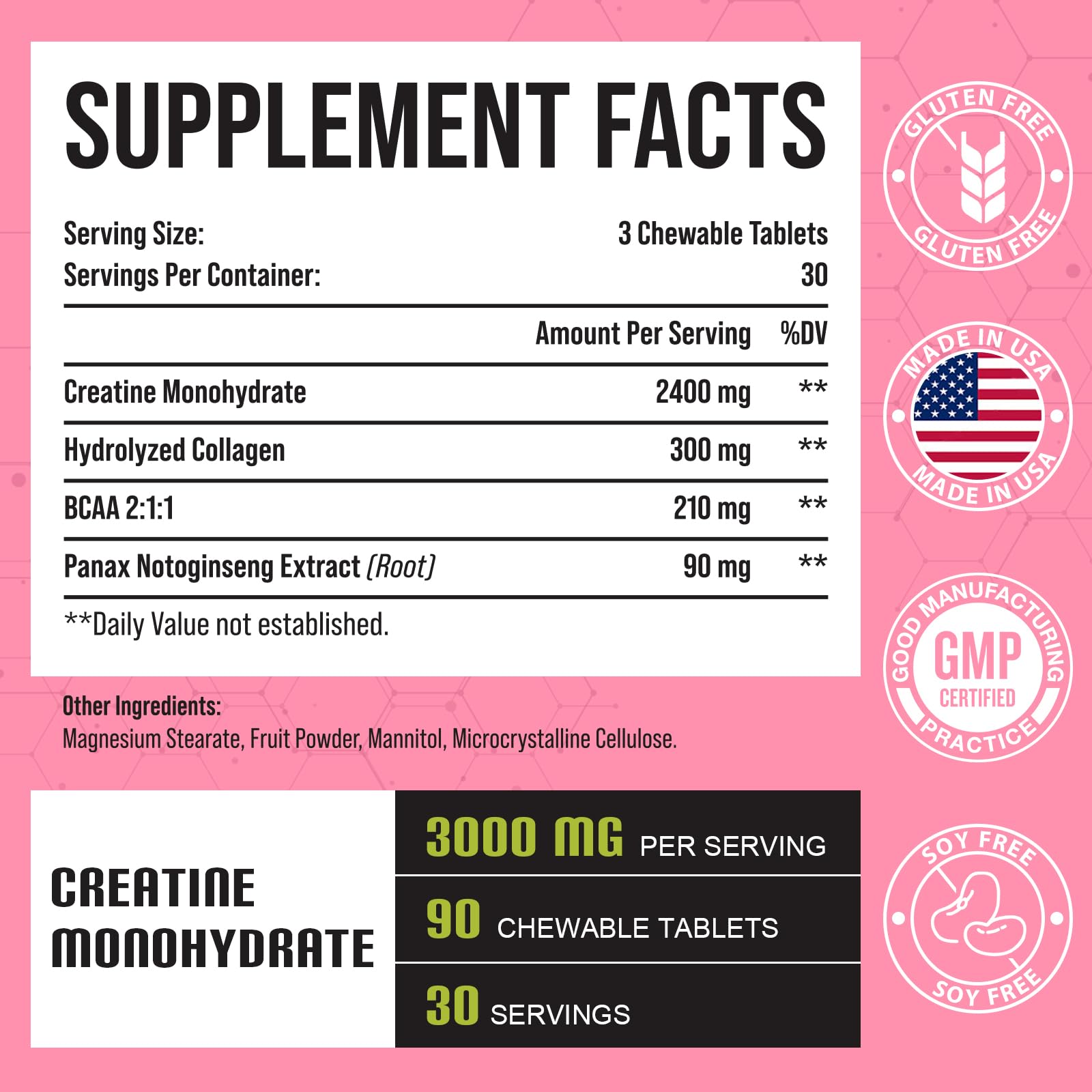 Creatine Monohydrate for Women, Creatine Supplement 3000mg, with Hydrolyzed