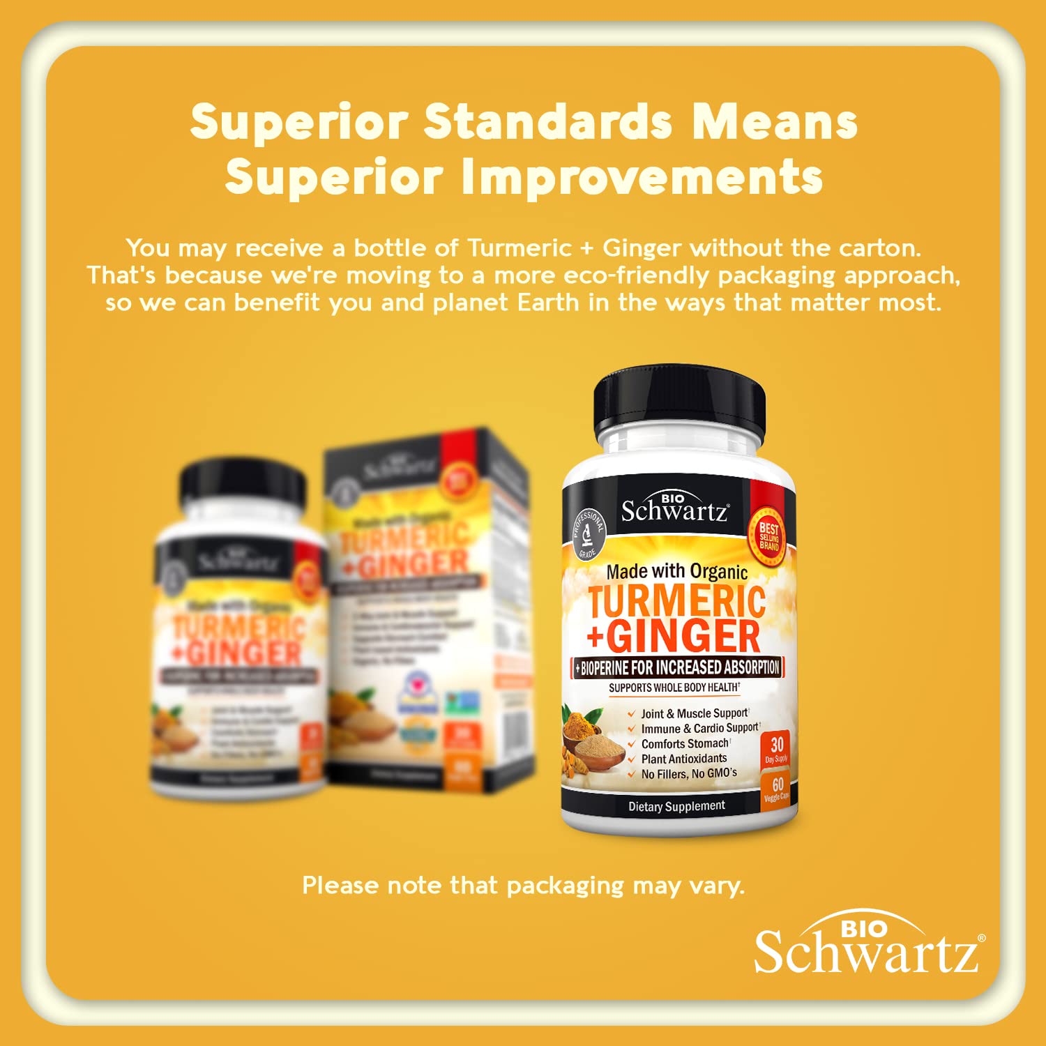 Organic Turmeric Curcumin and Ginger - 95% Standardized Curcuminoids with BioPerine BioSchwartz