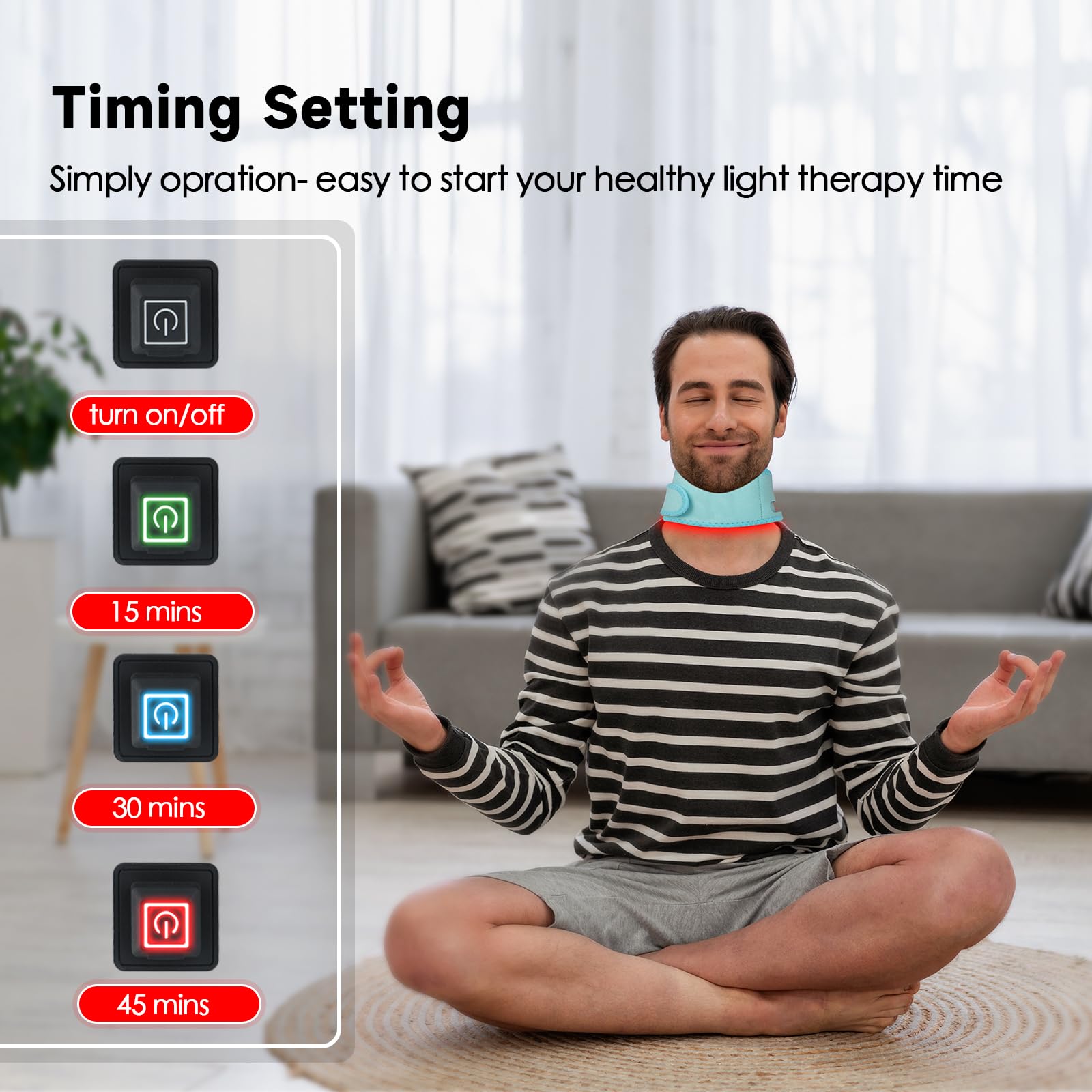 Red Light Therapy for Neck, Yasinaner Red Infrared Light Therapy Pad for Neck 660nm Red Light yasinaner