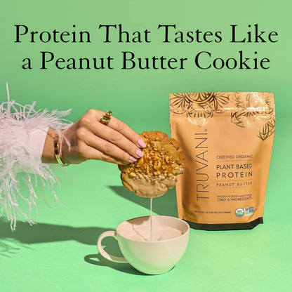 Truvani Organic Vegan Protein Powder Peanut Butter - 20g of Plant Based Protein, Powder