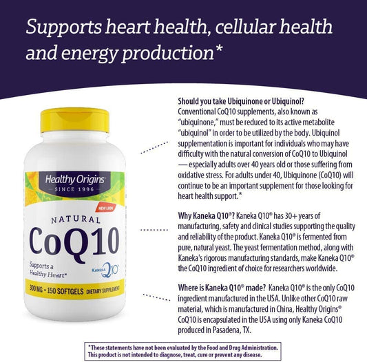 Healthy Origins CoQ10 (Kaneka Q10), 300 mg - Heart Health & Energy Supplement