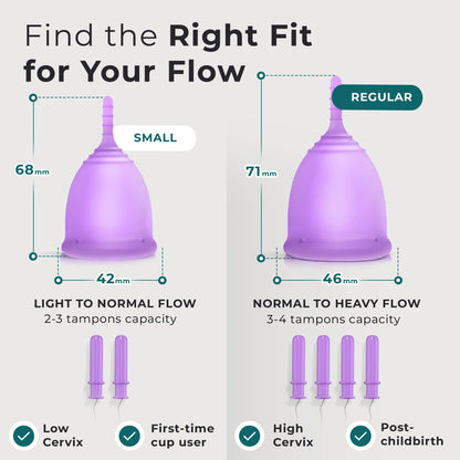 EcoBlossom Reusable Menstrual Cup Set - The Most Reliable Medical Grade Silicone Period Cups