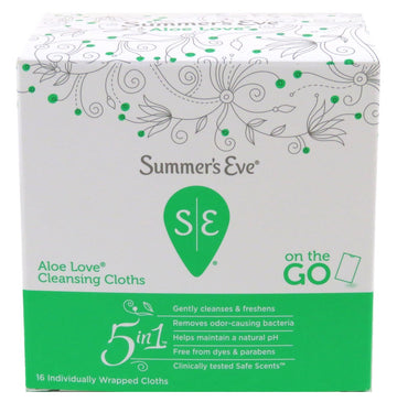 Summers Eve Cleansing Cloths 16 Count Aloe Love (3 Pack)