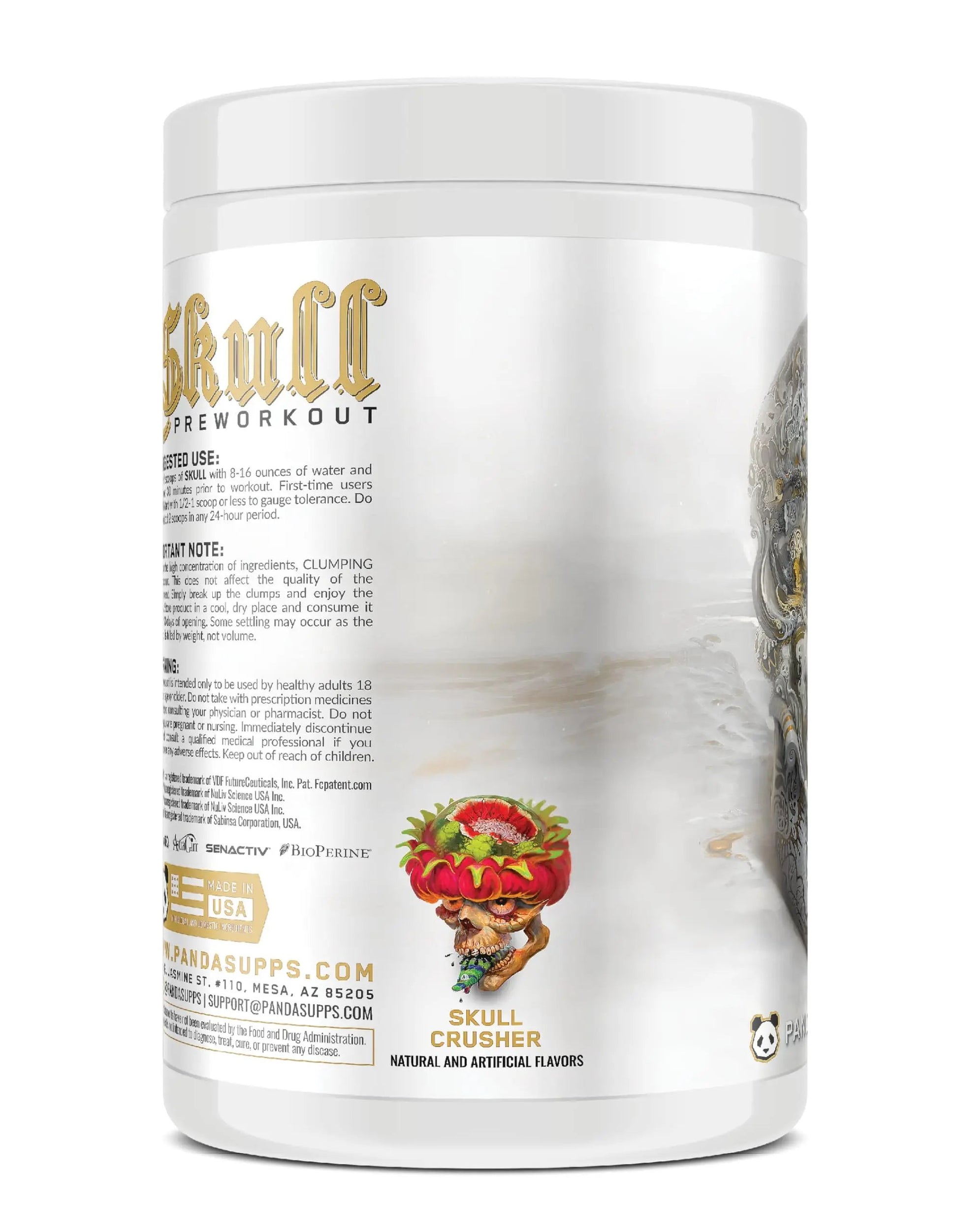 Underground Bio Labs/Panda Supps Skull High Stimulant/Nootropic Pre-Workout,Lion's Mane, 403mg Caffeine for Tunnel Vision Focus, Massive Pumps, Unparalled Energy (40 Scoops) (Skull Crusher)