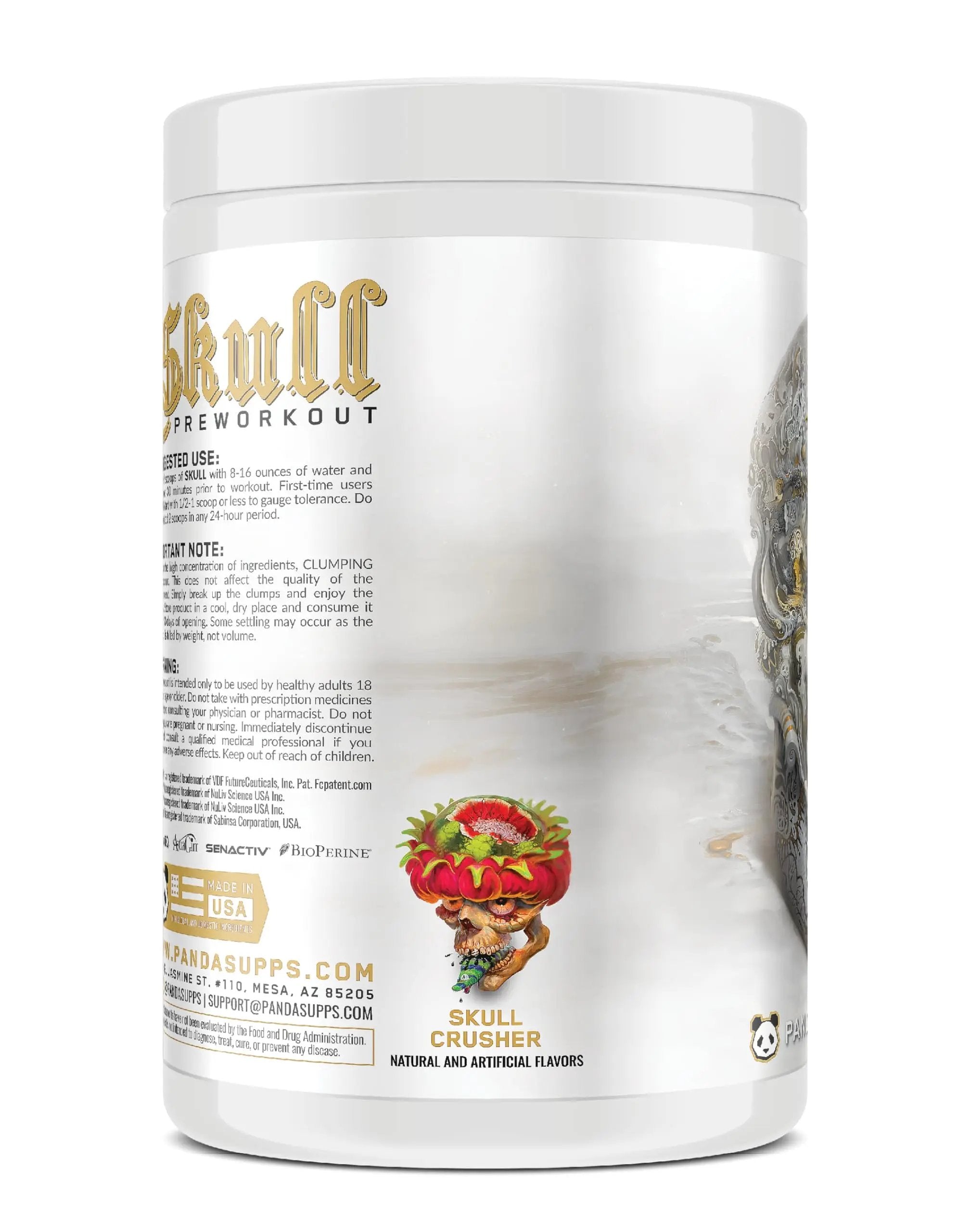 Underground Bio Labs/Panda Supps Skull High Stimulant/Nootropic Pre-Workout,Lion's Mane, 403mg Caffeine for Tunnel Vision Focus, Massive Pumps, Unparalled Energy (40 Scoops) (Skull Crusher)