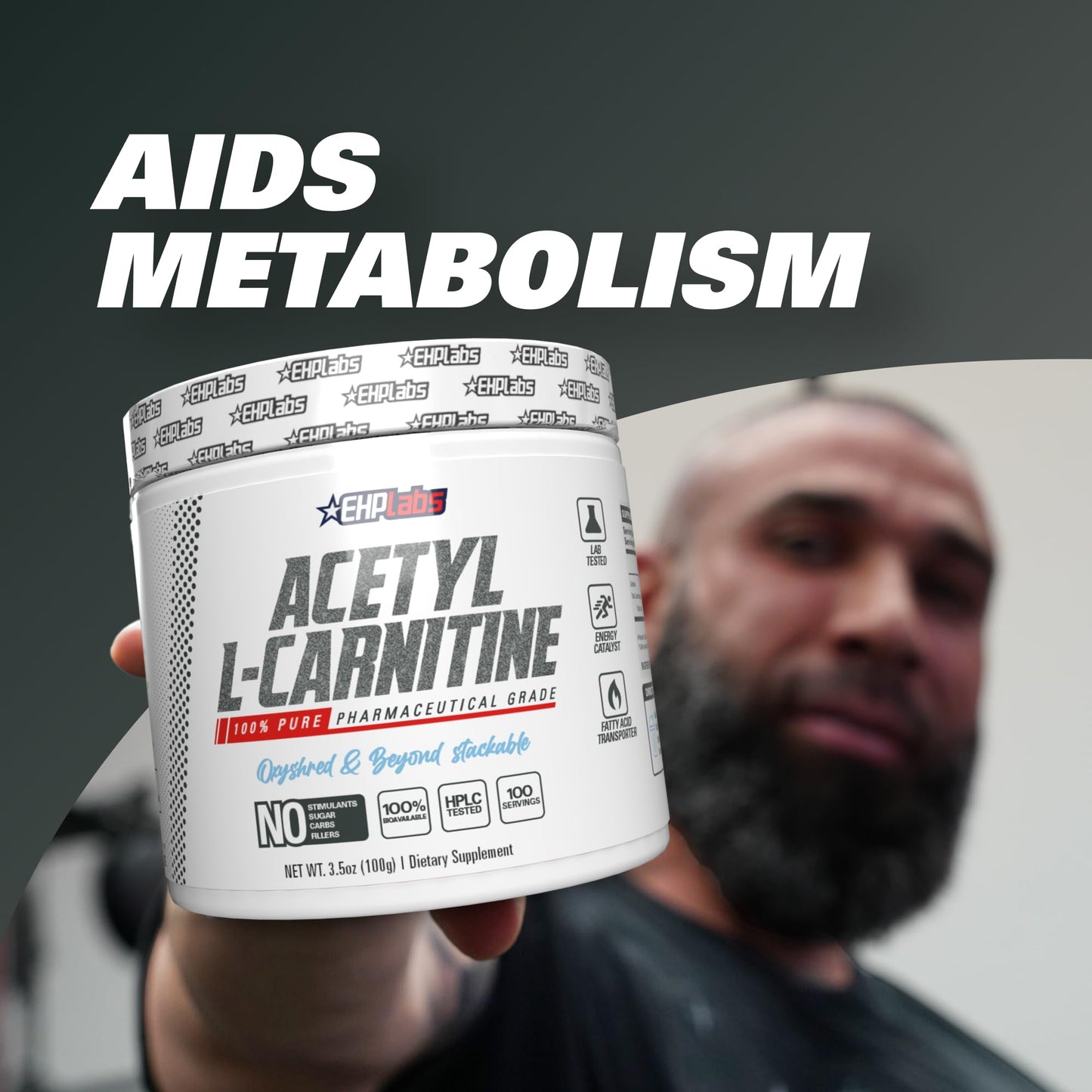 EHP Labs Acetyl L Carnitine Powder, Supports Natural Energy Production, Supports Metabolism