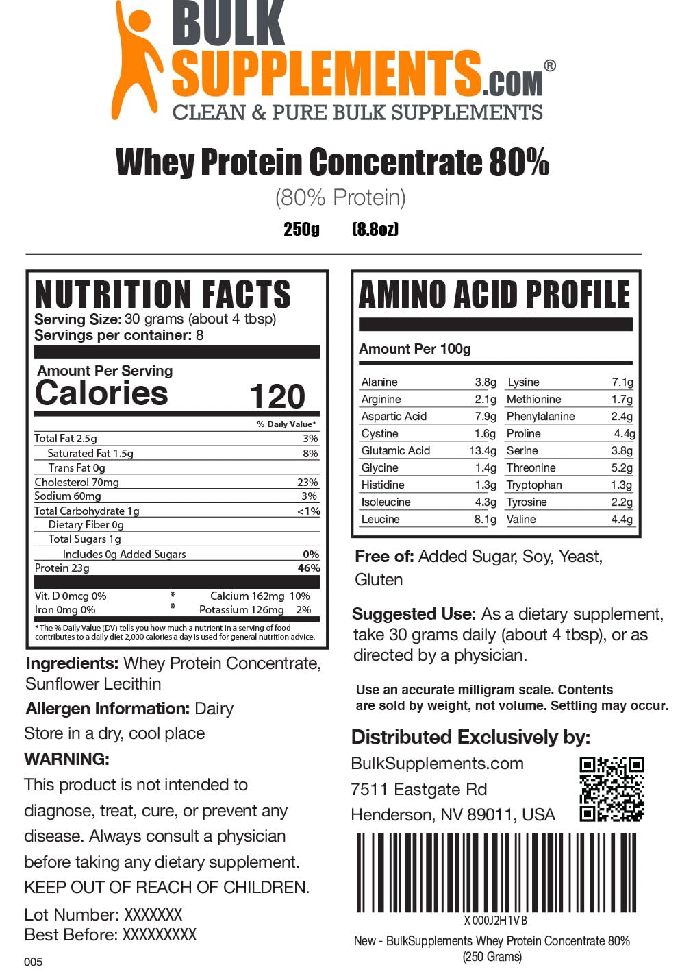 BULKSUPPLEMENTS.COM Whey Protein Concentrate Powder - Unflavored Protein BULKSUPPLEMENTS.COM