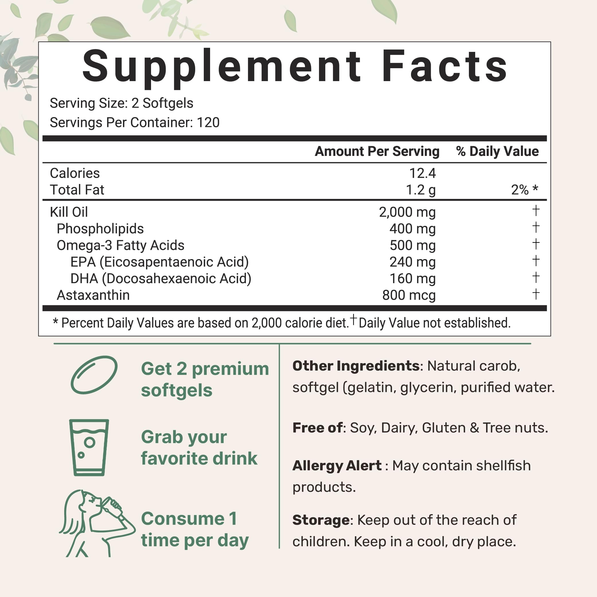 Micro Ingredients Antarctic Krill Oil Supplement, 2,000mg Per Serving, 240 Softgels Micro Ingredients