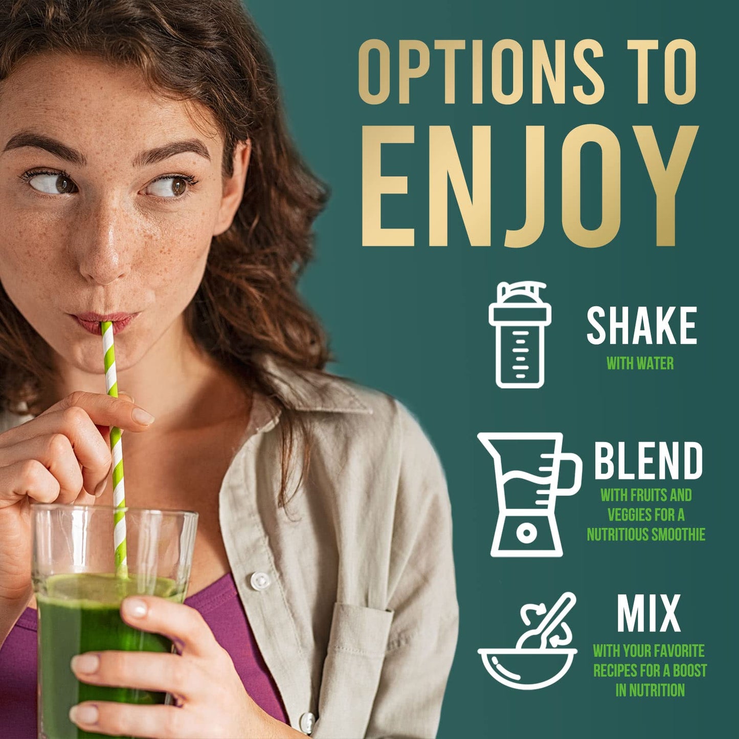 Greens Superfood Powder Supplement - Super Green Smoothie Mix Blend with Spirulina