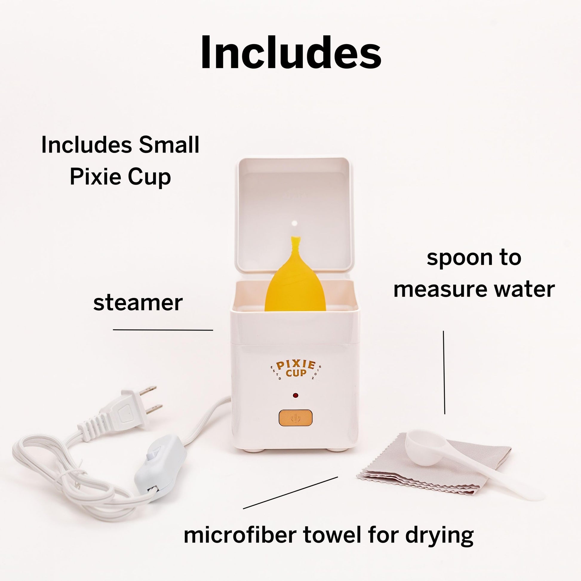 Pixie Menstrual Cup Steamer Sterilizer with A Small Period Cup - Ranked 1 for Most Comfortable Reusable Pixie Cup