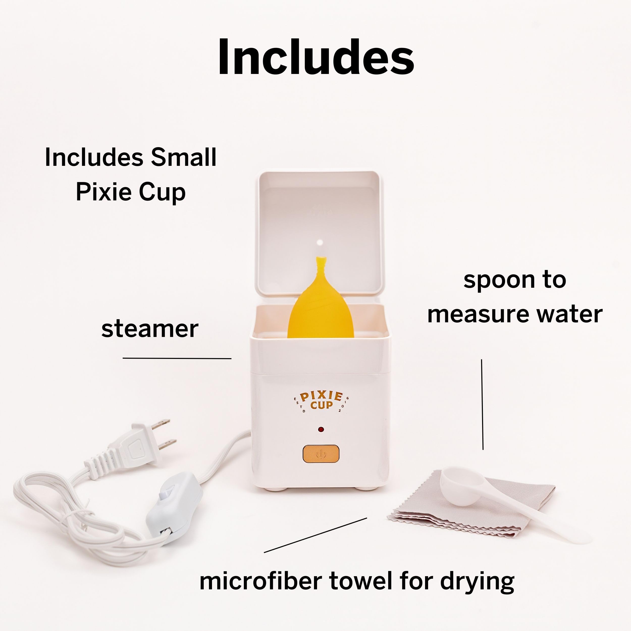 Pixie Menstrual Cup Steamer Sterilizer with A Small Period Cup - Ranked 1 for Most Comfortable Reusable Pixie Cup