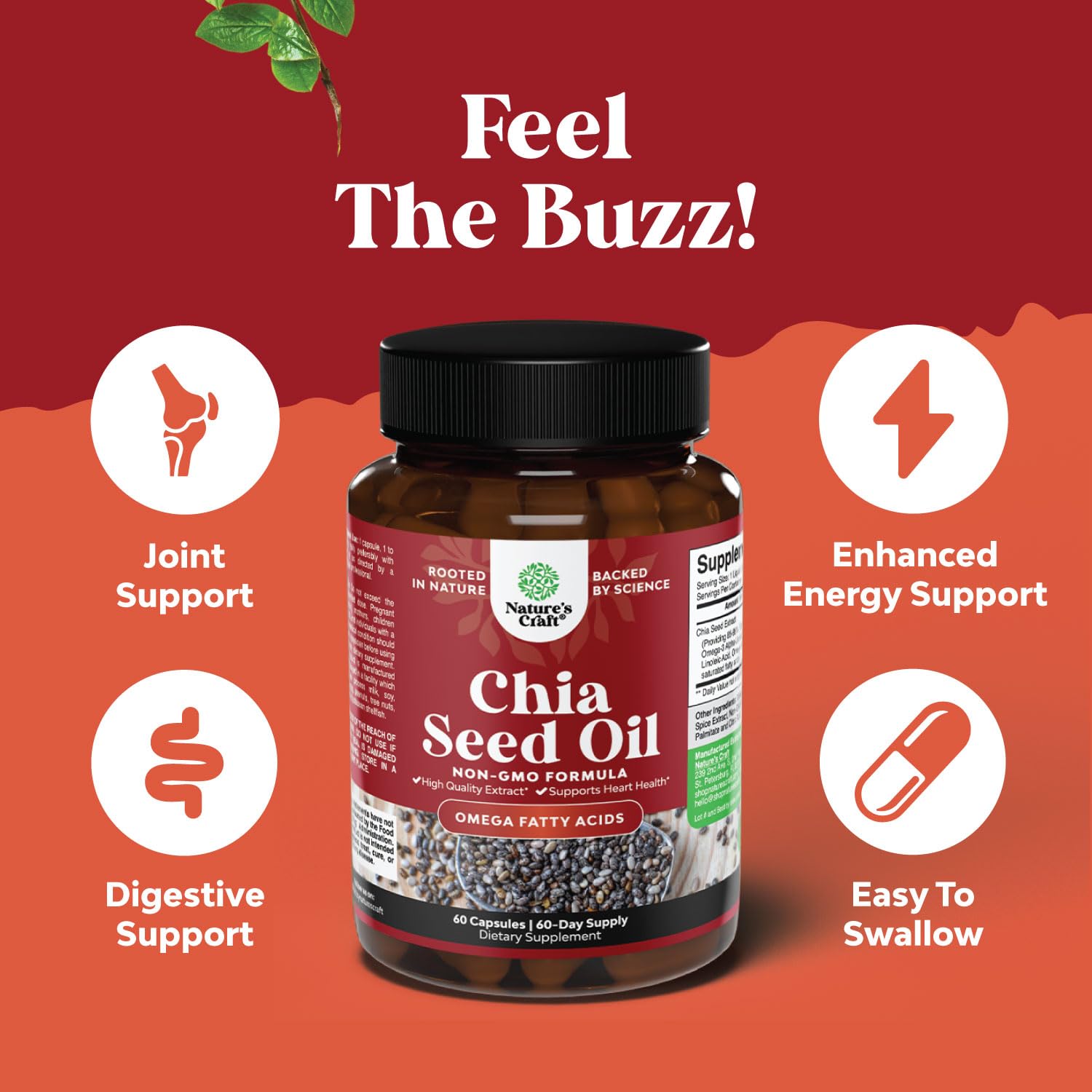Chia Seed Oil Supplement for Weight Loss and Energy Natural Superfood Protein Metabolis Natures Craft